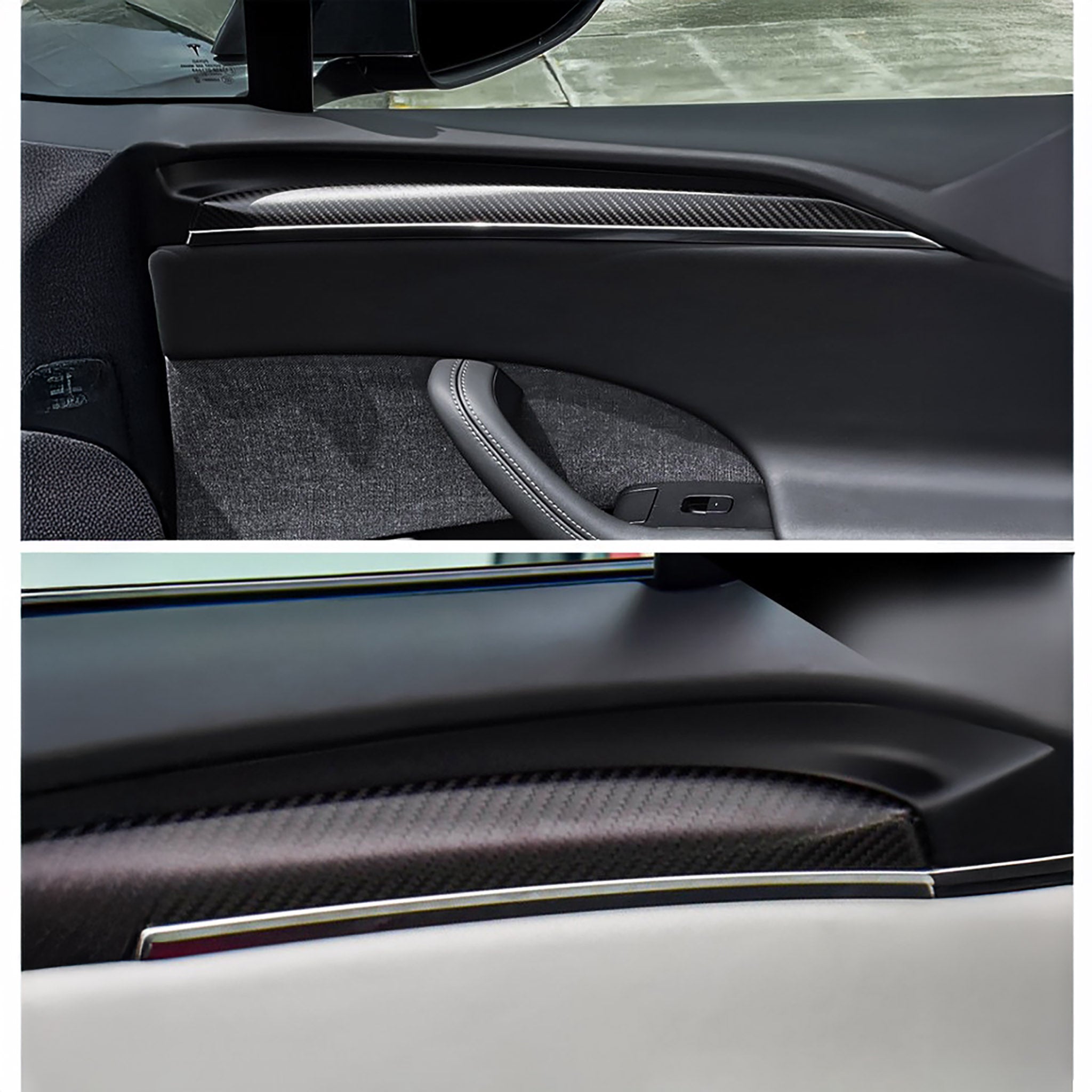 Premium Real Carbon Fiber Interior Door Trim Kit for Tesla Model S/X - OEM Fit & Plaid Compatible | Upgrade Your Tesla Interior with Stylish Carbon Fiber Accents for a Luxurious Driving Experience