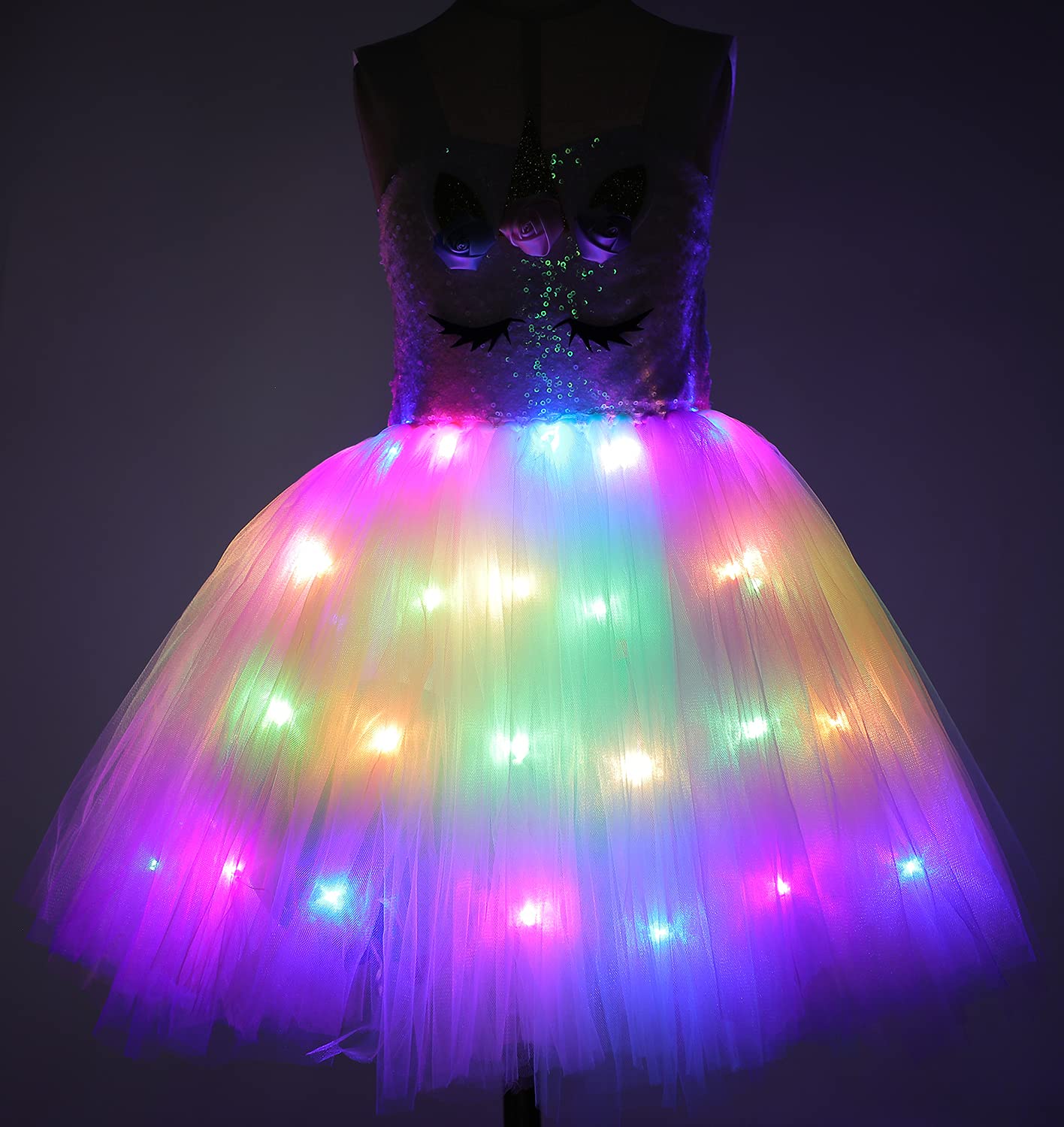 Unicorn Tutu Costume for Girls - LED Light Princess Dress with Wings for Halloween, Birthday Parties & Dress-Up | Cuteshower