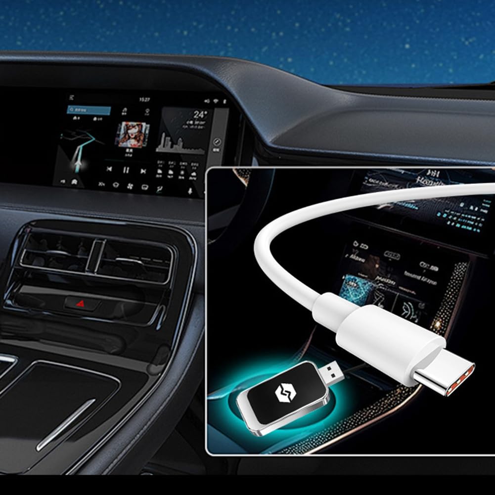 JRPCZV 2-in-1 Wireless CarPlay & Android Auto Adapter - USB Car Adapter for Wireless Apple CarPlay & Android Auto - Convert Wired to Wireless for Seamless Smartphone Connectivity - Perfect for Commuting & Road Trips