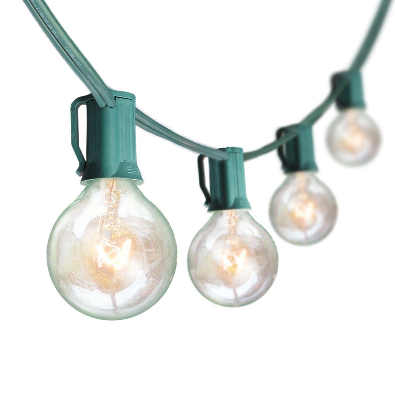 25Ft G40 Outdoor String Lights - 27 G40 Clear Incandescent Bulbs (2 Spare) | Waterproof Connectable Patio Lights for Garden, Backyard, Porch & Camping | Perfect for Christmas Decor, Parties & Outdoor Dining