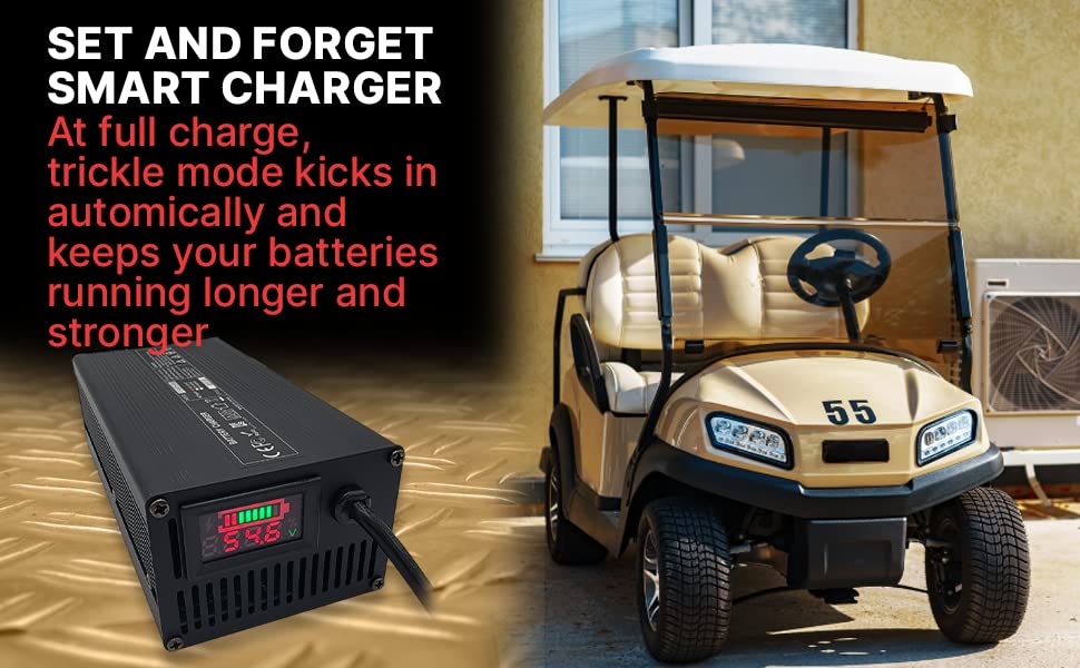 Club Car 48 Volt Golf Cart Battery Charger with LCD Display - Fast Charging for Club Car Precedent, Onward & Tempo Models - Perfect for Golf Courses, Resorts & Gated Communities