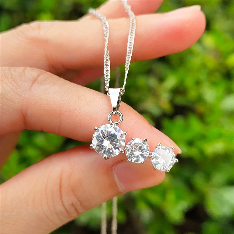 Exquisite Diamond Studded Women's Jewelry Set - European & American Style for Elegant Occasions & Daily Wear