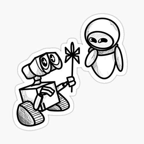 Wall-E and Eve Love Vinyl Stickers - Waterproof Decals for Cars, Trucks, Laptops, Windows & Walls - Perfect for Disney Pixar Fans, Home Decor & Personalization