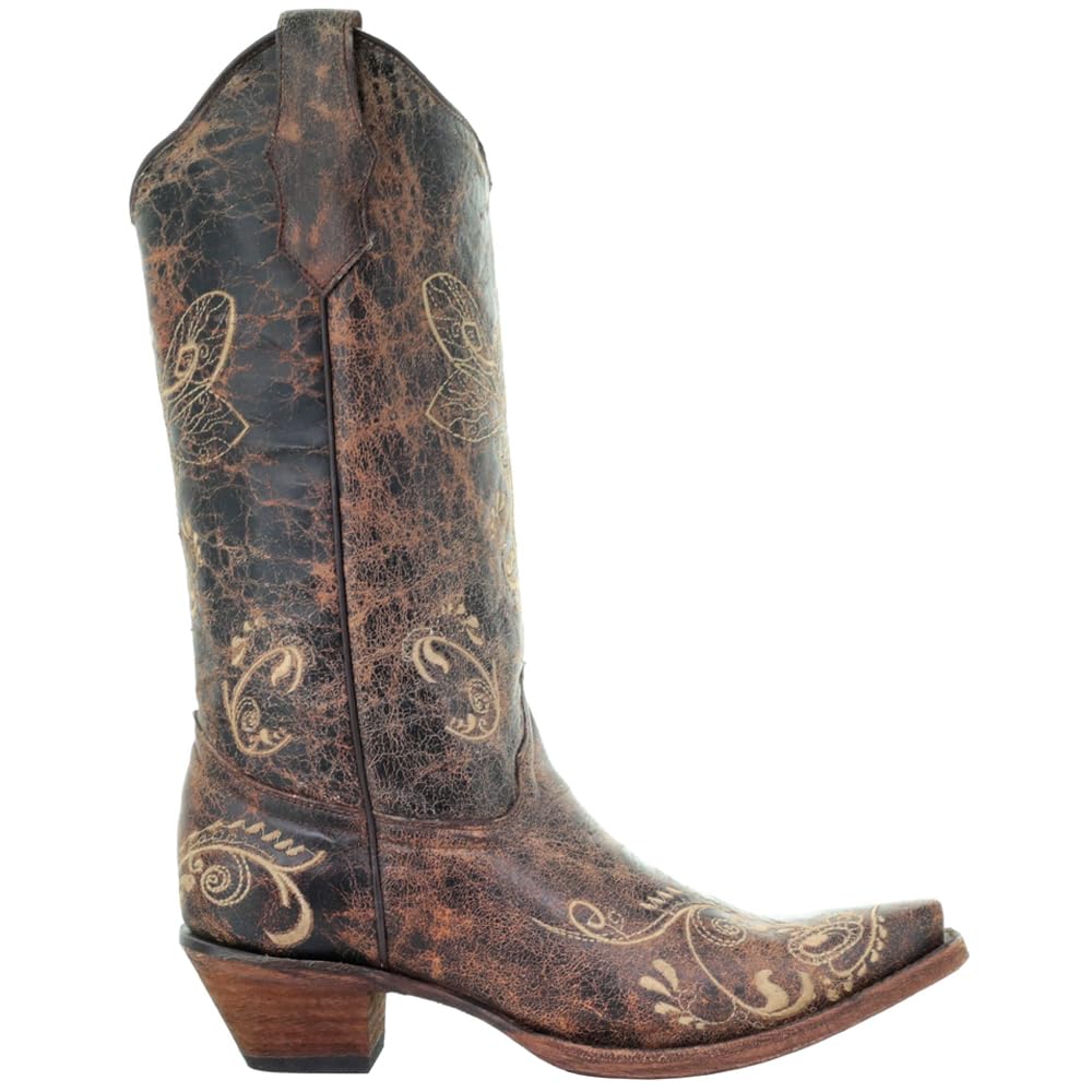 Women's Embroidered Snip Toe Knee High Cowgirl Boots - Western Style Mid Heel (2-3