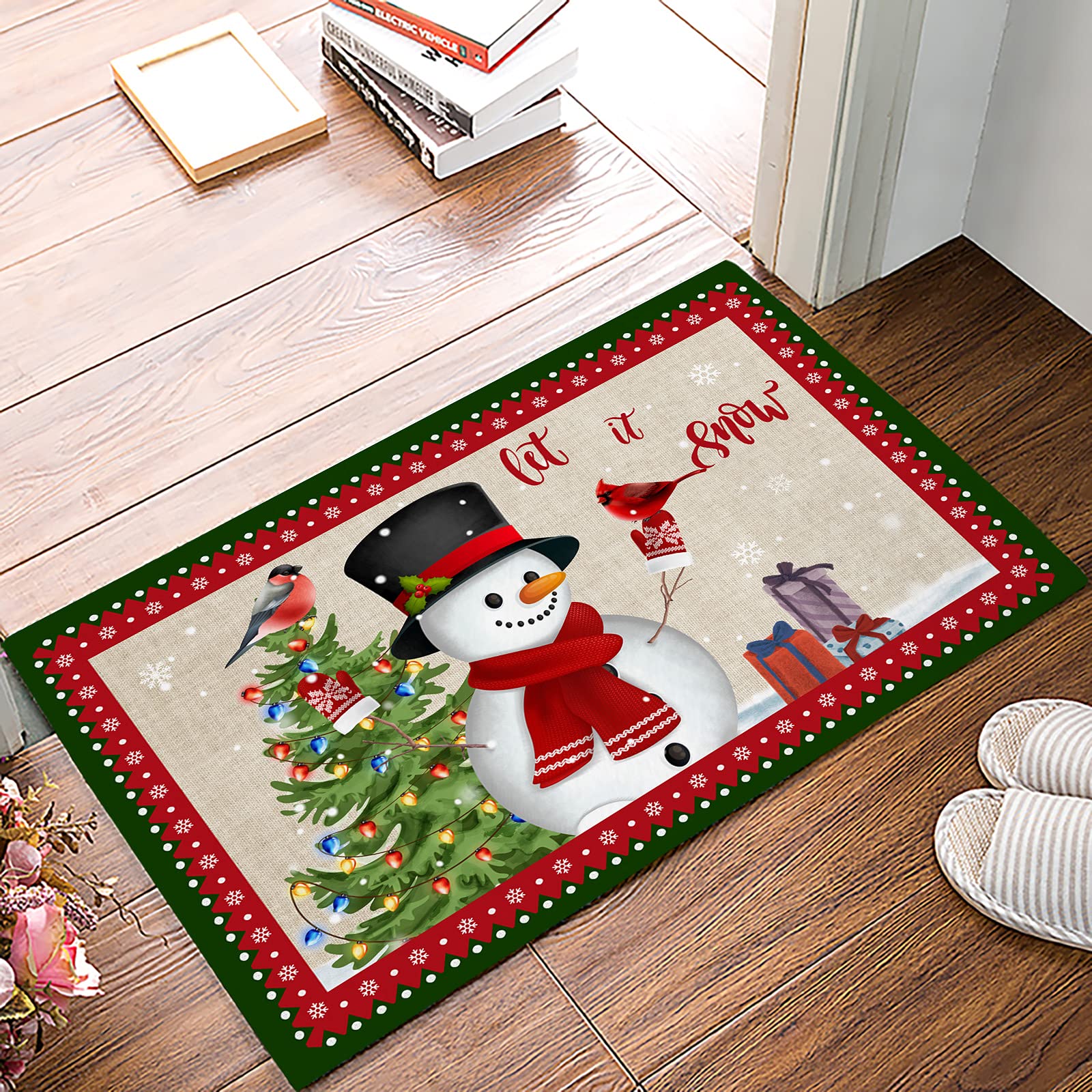 Non-Slip Christmas Snowman Xmas Tree Doormat - 18x30 Inch Indoor/Outdoor Welcome Rug for Front Door, Bathroom, Kitchen, Bedroom & Office - Holiday Decor & Home Floor Carpet    Perfect for:   - Festive holiday entryway decor   - Non-slip safety in bathrooms/kitchens   - Cozy bedroom/office floor accents   - Year-round indoor/outdoor use