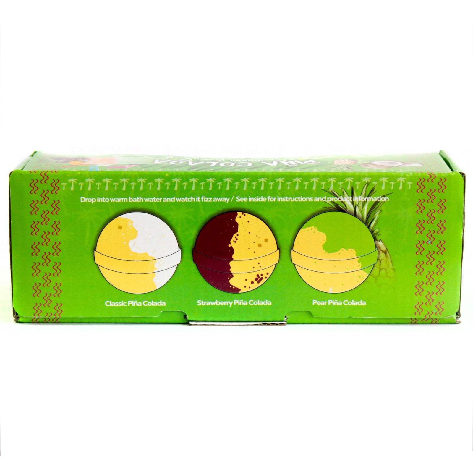 Set of 3 Piña Colada Scented Bath Bombs - Relaxing Coconut Pineapple Aromatherapy for Spa & Self Care