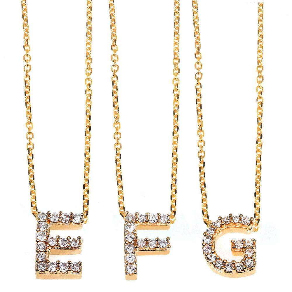 Kobelli Small A-Z Letter Diamond Pendant in 14K Yellow Gold - Personalized Initial Necklace for Women, Perfect Gift for Birthday, Anniversary & Valentine's Day