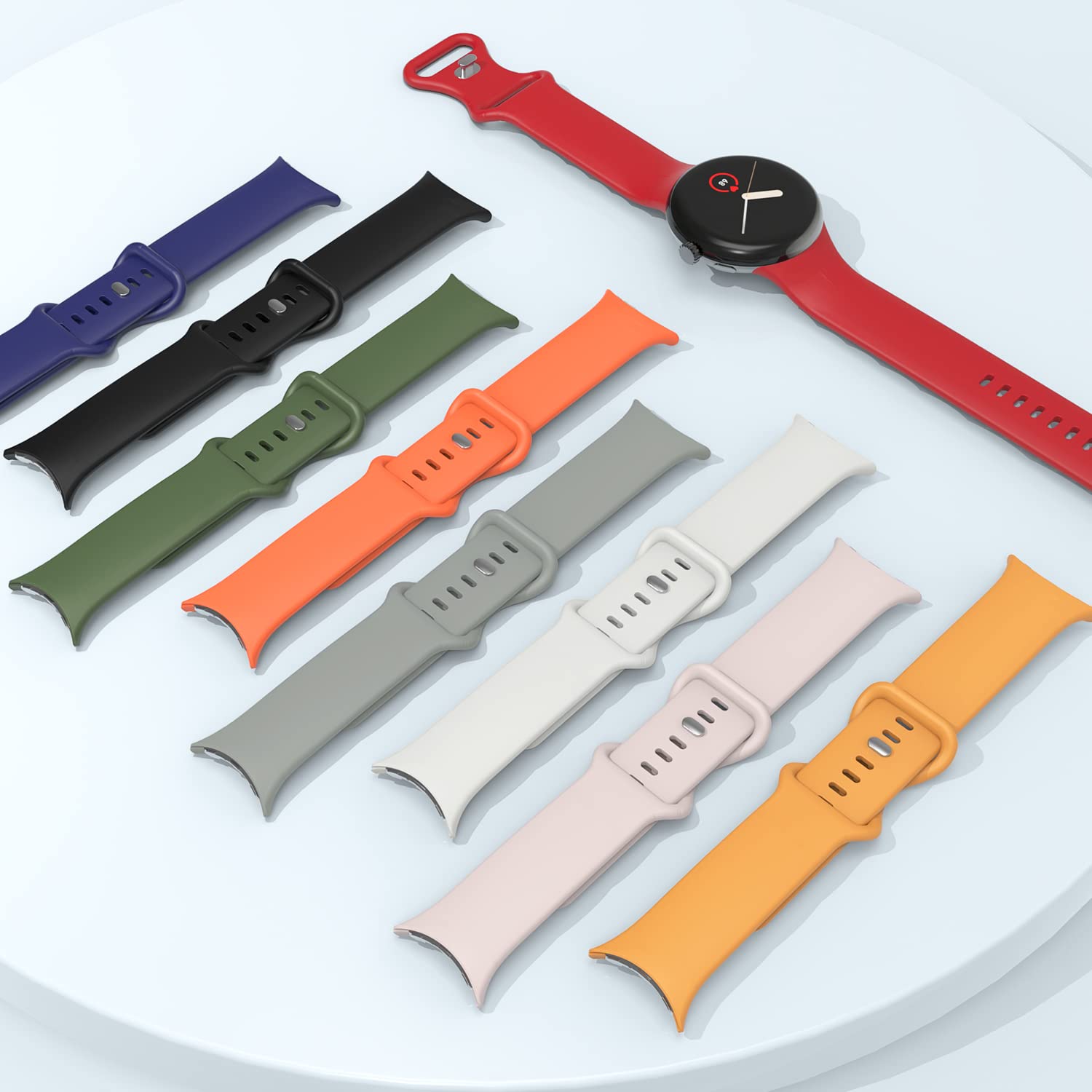OVERSTEP Compatible with Google Pixel Watch 3/2 Band 41mm - Soft Silicone Replacement Strap with Metal Buckle for Women & Men - Perfect for Workouts, Daily Wear & Smartwatch Accessories