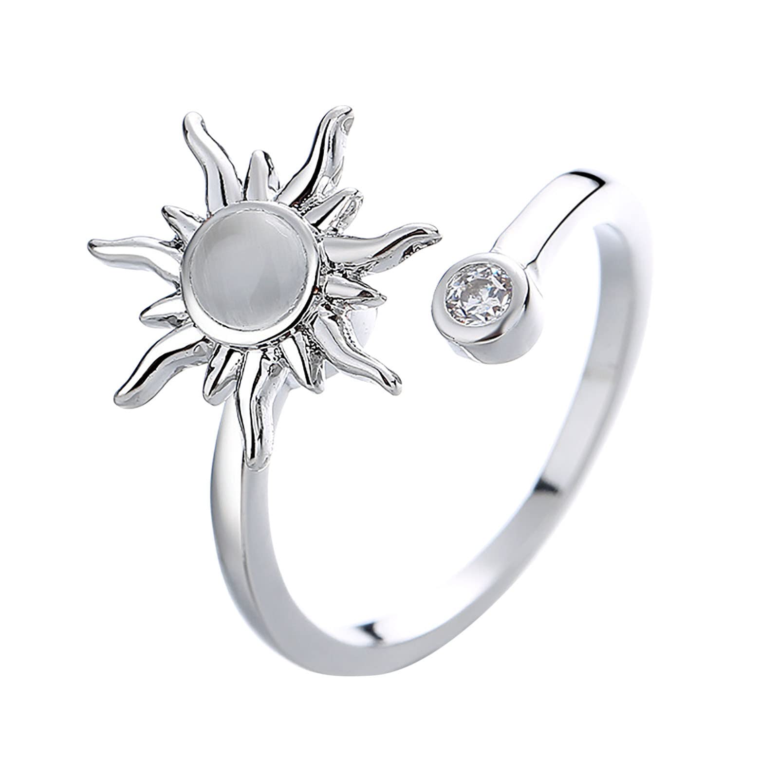 Elegant Rotatable Adjustable Zircon Flower Ring for Women - Stress Relief Fashion Jewelry for Engagement, Wedding, Birthday & Valentine's Day Gifts | Perfect for Everyday Wear, Date Nights & Special Occasions