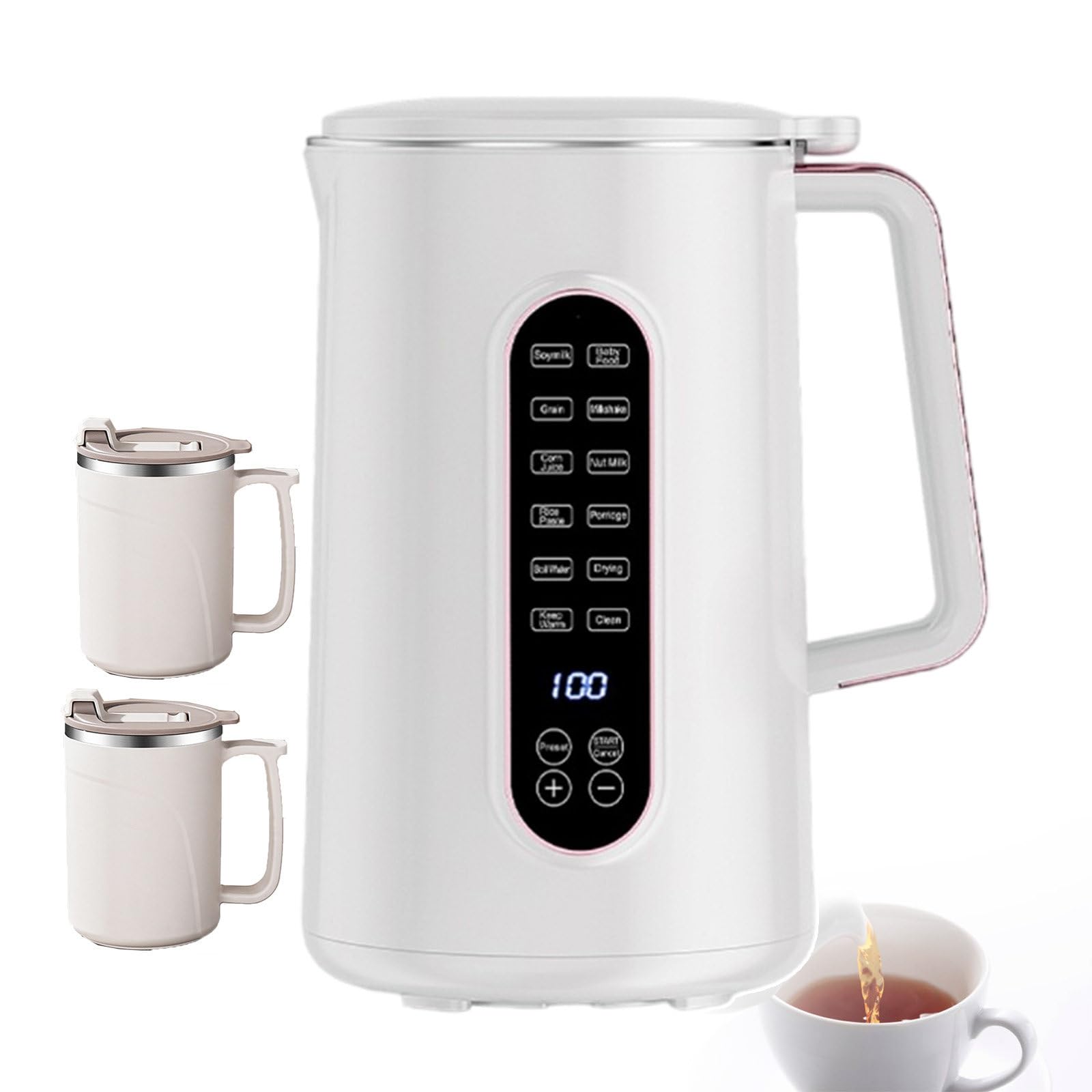 800W Nut Milk Maker with Touch Control - High-Speed 32000RPM Soybean & Oatmeal Maker with Kettle Heater - 1.5L Commercial & Home Use - Auto Heat Preservation (Includes 2 Tea Cups) - Perfect for Vegan Milk, Smoothies & Healthy Beverage Making