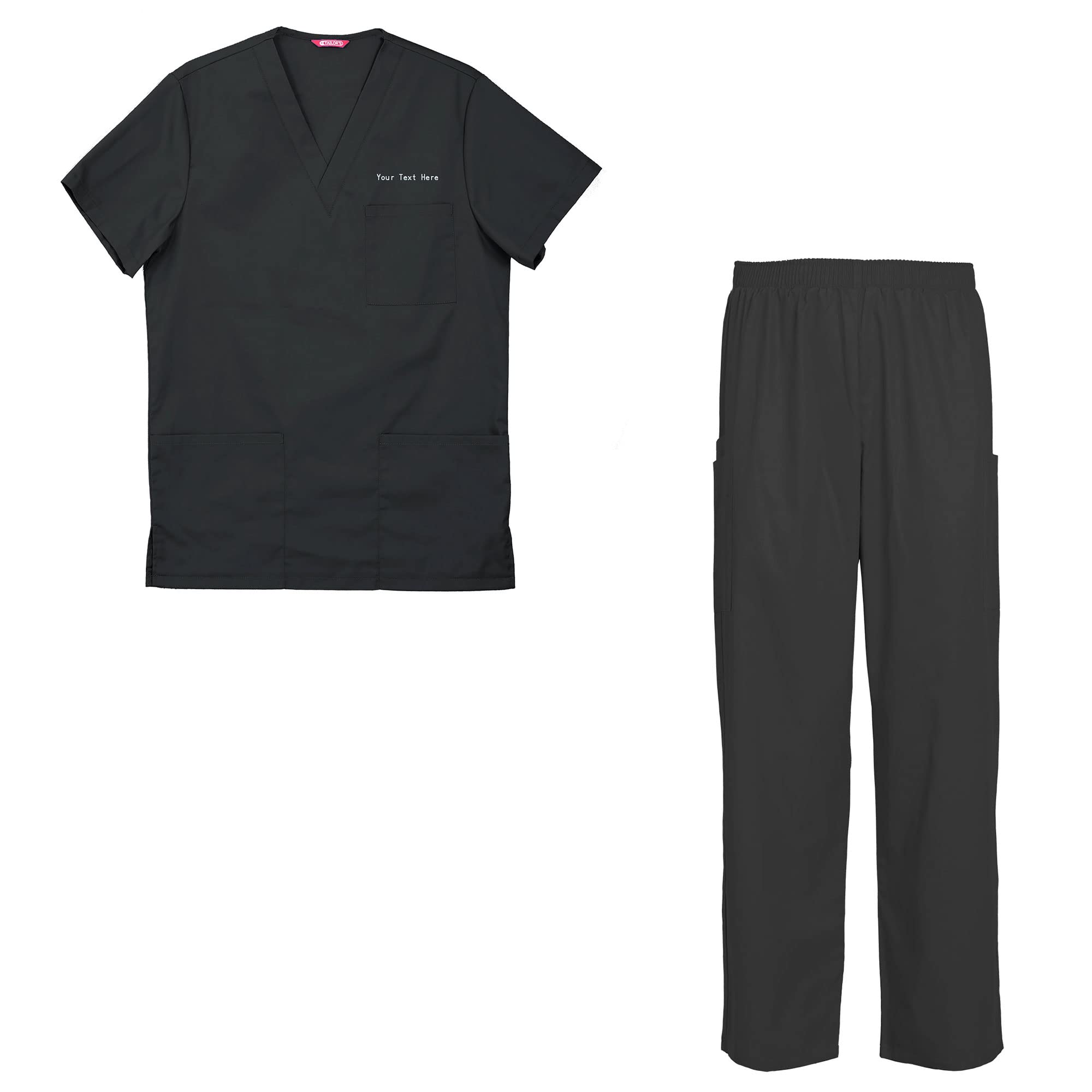 Custom Embroidered Men's Scrub Set - Personalized Top & Pants with Your Text | Medical Uniform for Doctors, Nurses & Healthcare Professionals | Perfect for Hospitals, Clinics & Medical Workplaces