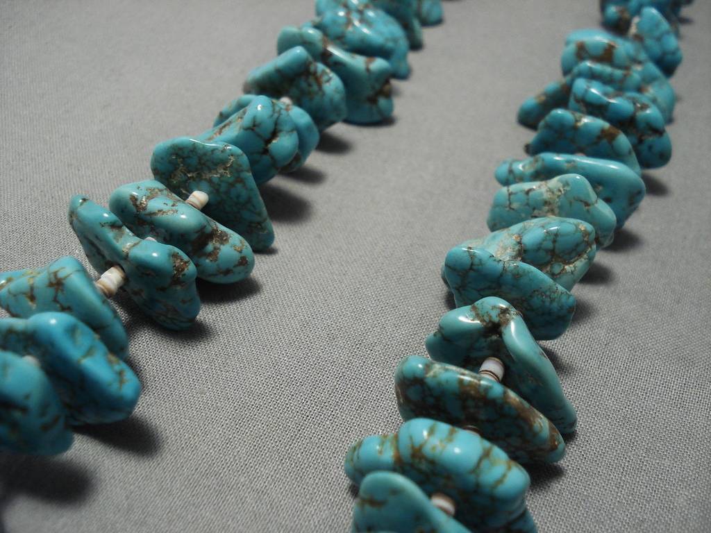 Vintage Navajo Turquoise Nugget Necklace - 153 Grams Authentic Native American Jewelry for Women - Perfect for Boho, Southwest & Tribal Fashion