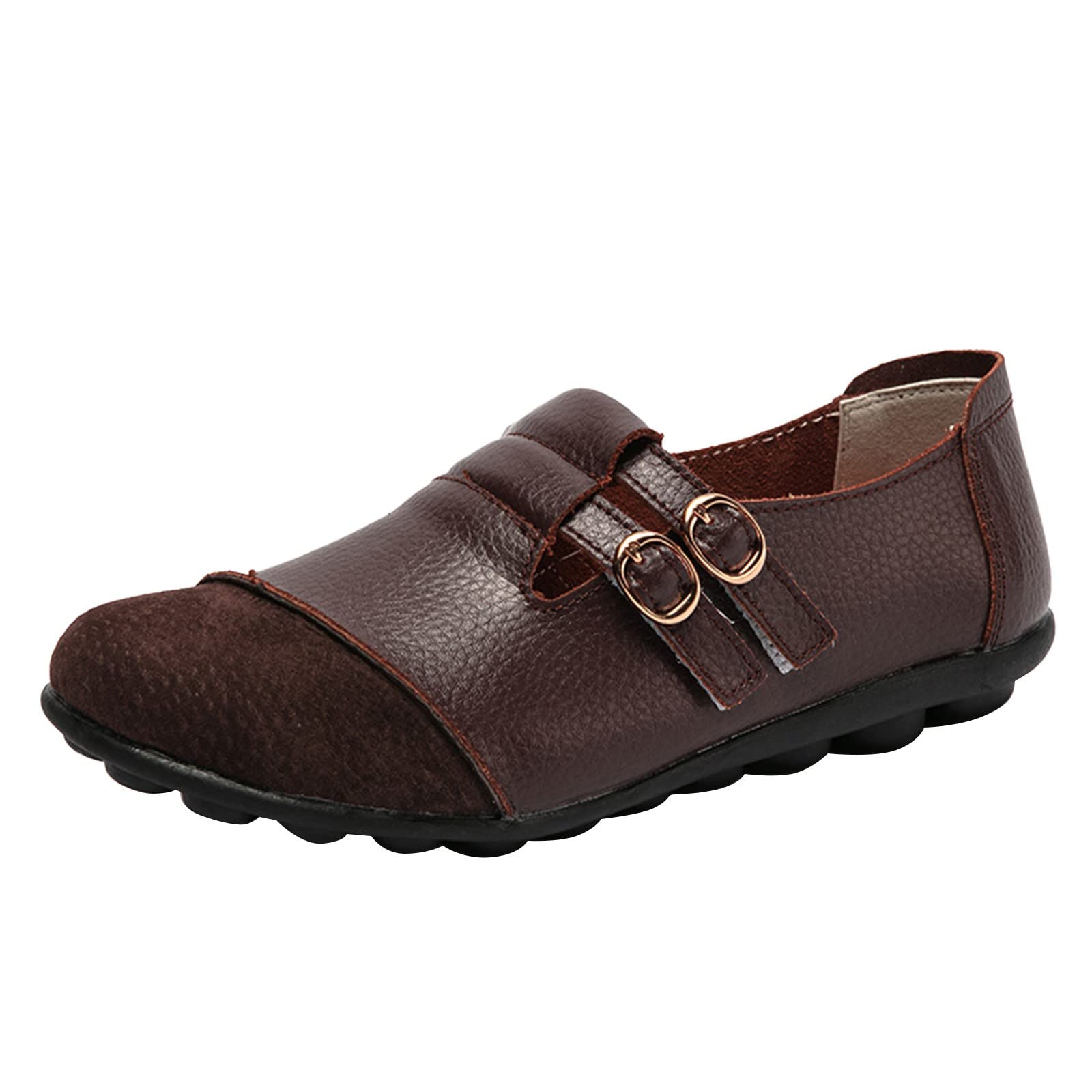 **AODONG Women's Casual Walking Shoes with Solid Buckle & Hook Loop Closure - Comfortable Flat Shoes for Walking, Travel & Everyday Wear**