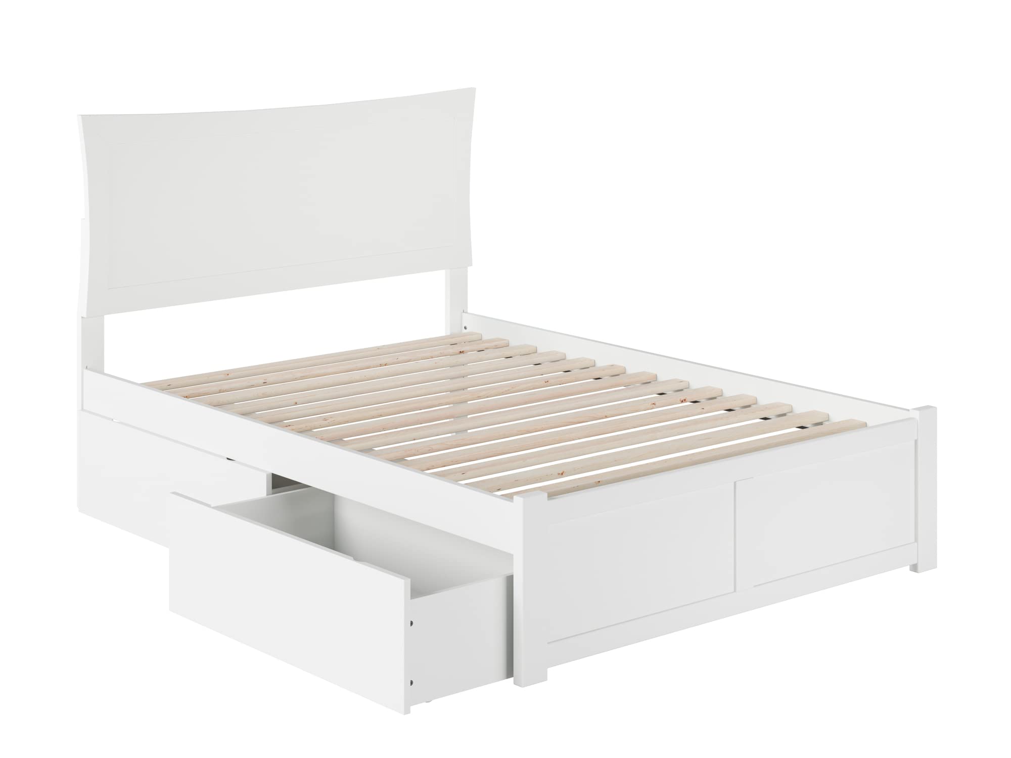 AFI Metro Platform Bed with Footboard, Storage Drawers & USB Charger - Modern Queen/King Size Bed Frame for Small Spaces, Bedroom Storage Solution with Convenient USB Port for Charging Devices