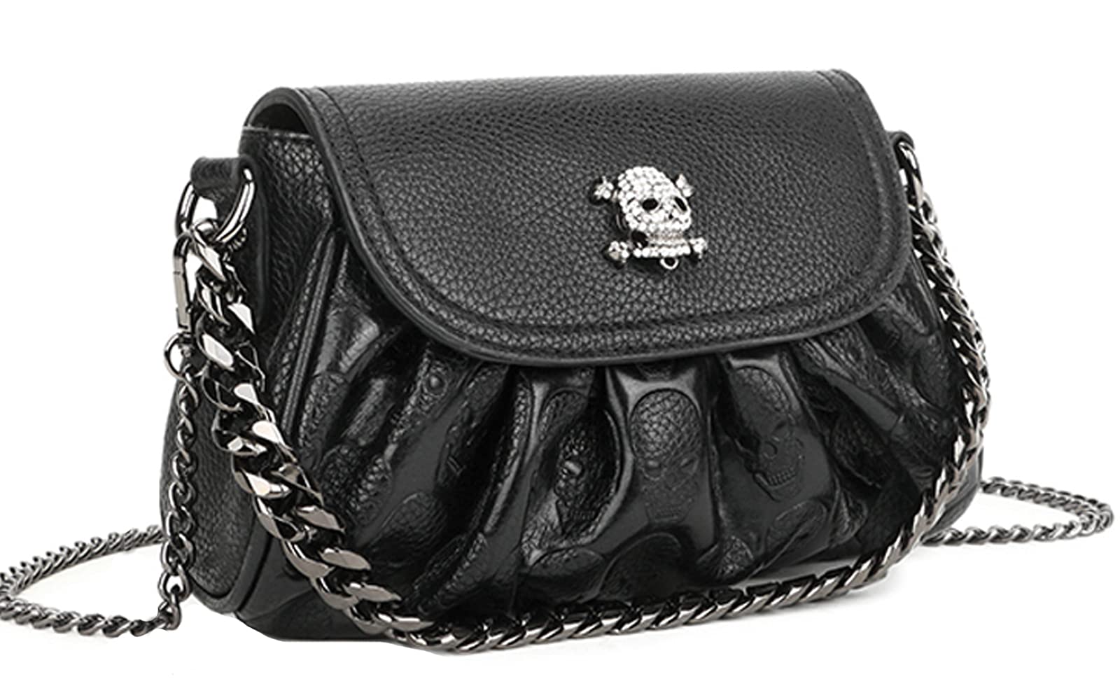 Stylish Women's Punk Skull Tote Bag - Small Black Crossbody Shoulder Purse for Casual Outings & Gothic Fashion