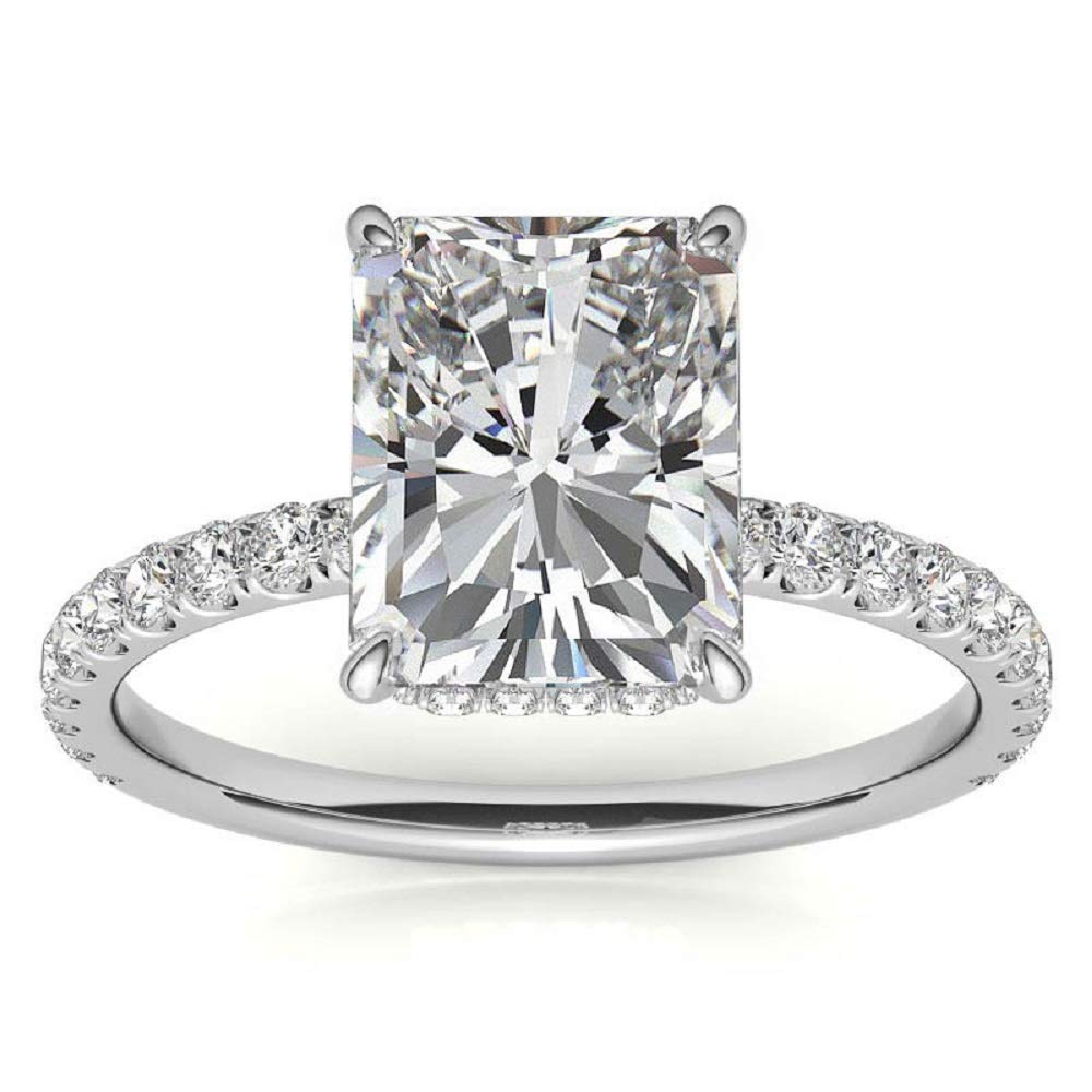 4 CT Emerald Cut Moissanite Engagement Ring - Vintage Solitaire Wedding Band with 4-Prong Setting in Sterling Silver - Anniversary Promise Ring Gift for Her - Perfect for Proposals, Weddings & Special Occasions