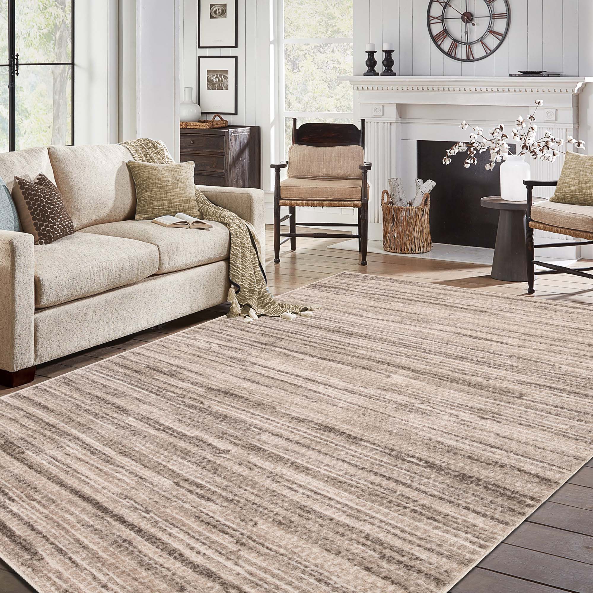 Montauk Striped Pastel Indoor Area Rug - Soft & Stylish Non-Slip Living Room Carpet for Bedroom, Nursery & Dorm Decor