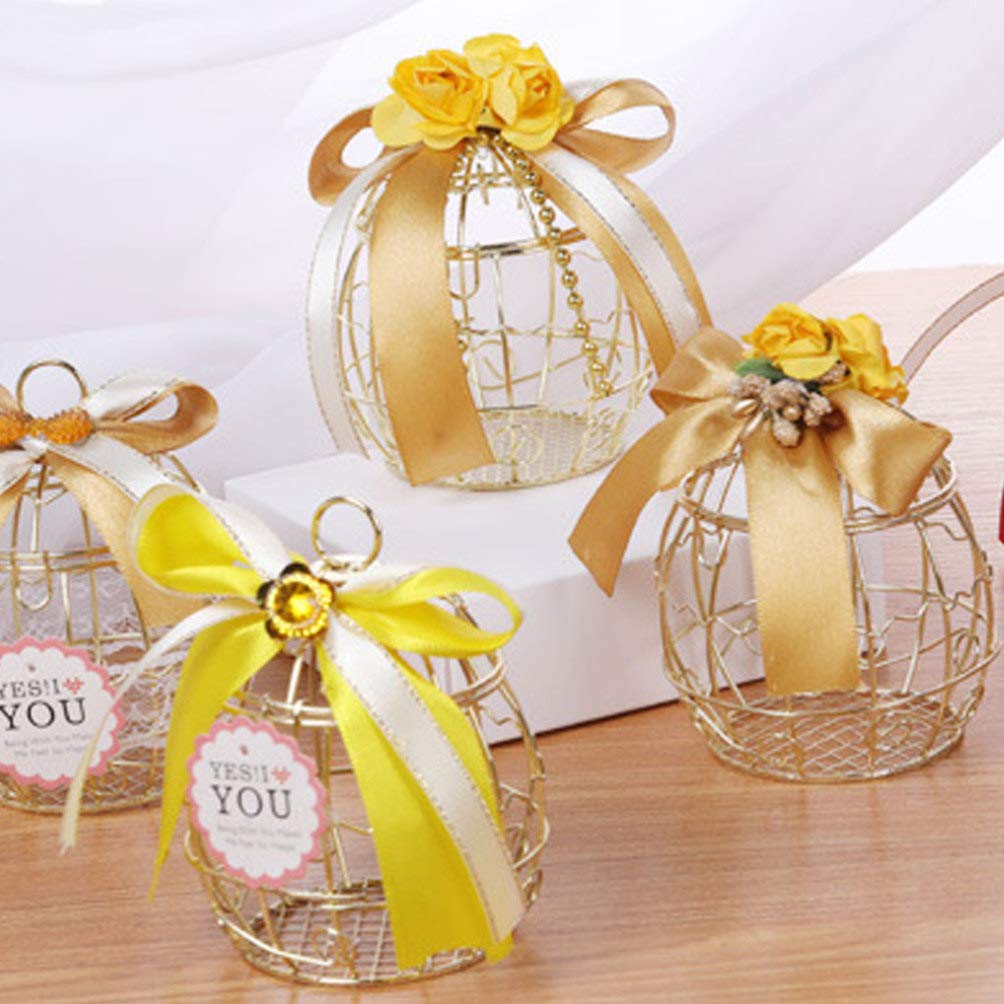 TENDYCOCO 6-Piece Clear Round Bird Cage Candy Box Set - Metal Tinplate Candy Containers for Weddings, Parties, Baby Showers & Favor Gifts - Perfect for Candy Display, Dessert Stands, and Party Decorations