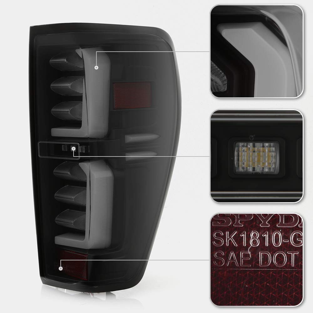 ACANII Smoked Black LED Tube Tail Lights for 2019-2023 GMC Sierra 1500/2500HD/3500HD - Left & Right Pair - Enhanced Visibility & Style for Night Driving & Off-Road Adventures