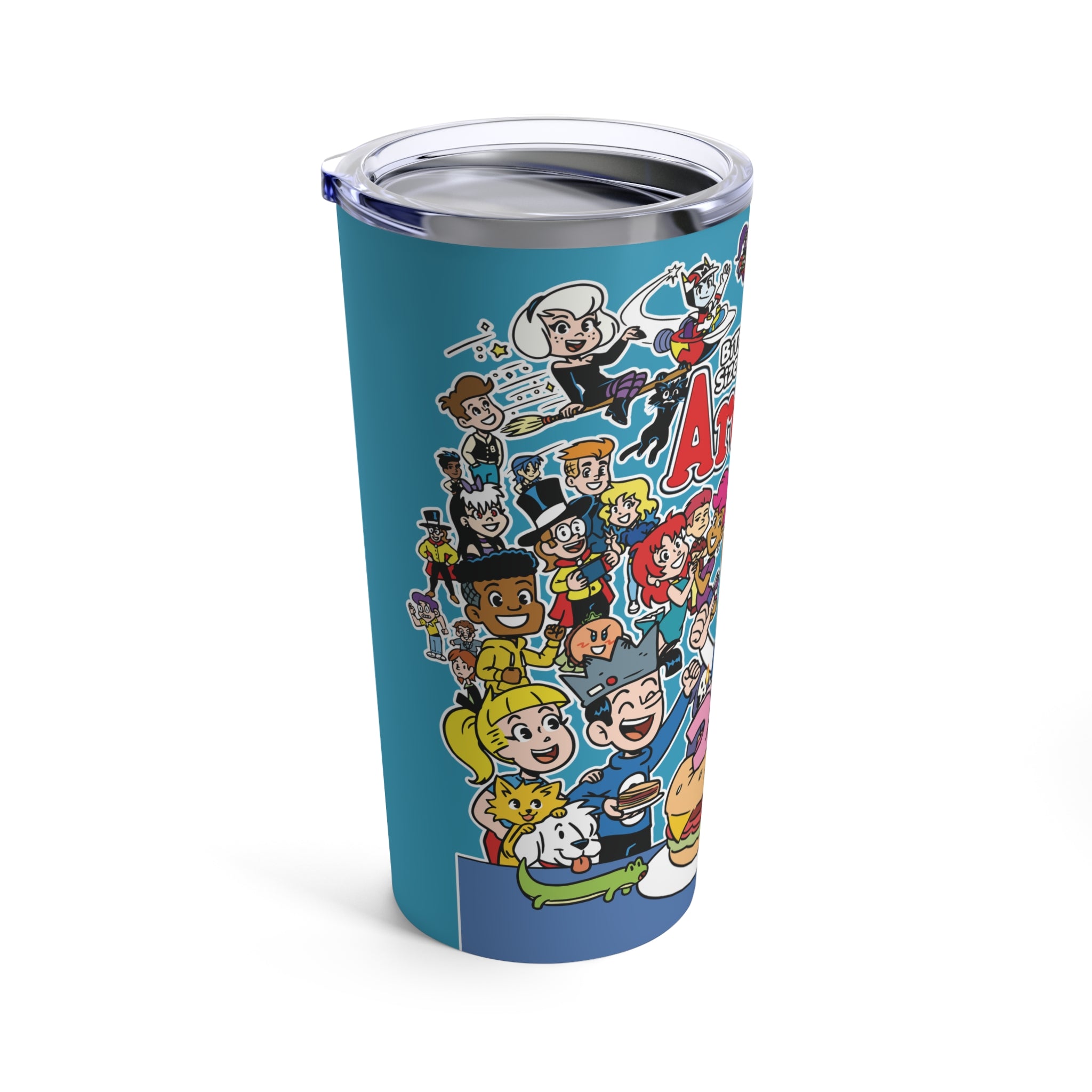 Bite Sized Archie 200th Story 20oz Stainless Steel Tumbler with Cheeseburger Cake Design - Perfect for Coffee, Tea & Cold Drinks at Home, Office or Travel