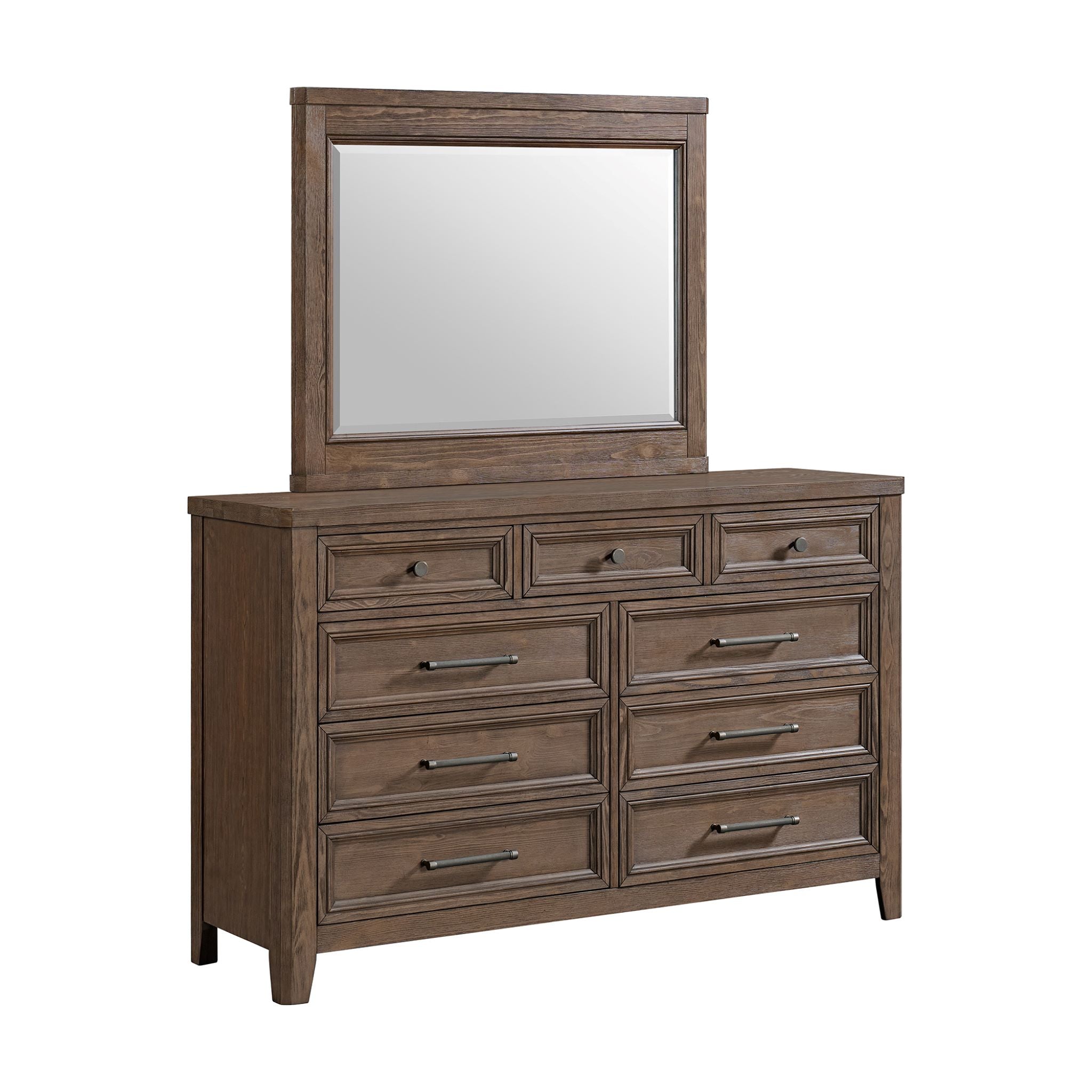 Carlson 9-Drawer Dresser in Weathered Chestnut - Stylish Wooden Chest for Bedroom, Living Room & Office Storage
