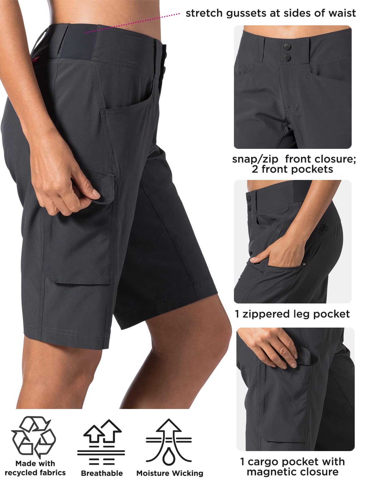 Women's Terry Bike Shorts - 11.5 Inch Padded Cycling Shorts with Removable Liner for Mountain Biking & Hiking | Comfortable Metro Regular Fit for Outdoor Sports & Commuting