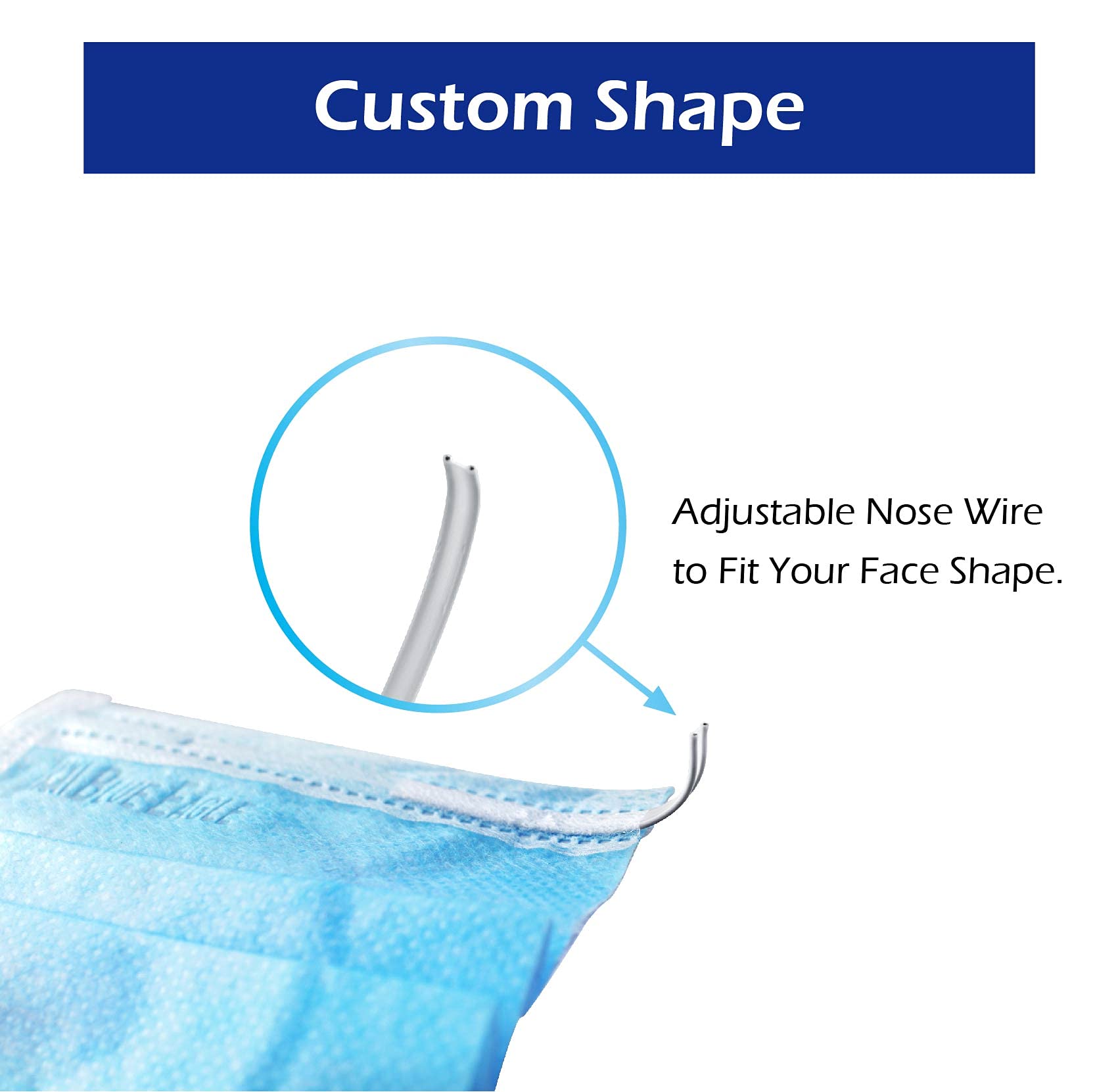 BlueEagle 3-Ply Disposable Face Masks for Adults - Individually Wrapped, Soft Comfortable Inner Layer, Large Size Fit for Men & Women - 50 Pack Sky Blue | Perfect for Travel, Work, School & Daily Protection