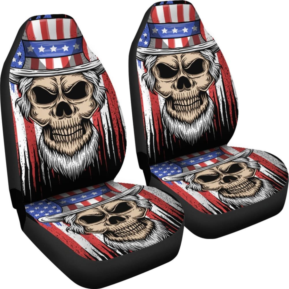 2 Pcs Gothic Grim Reaper Skull Car Seat Covers - Horror Decor for Halloween, Cosplay & Dark Themed Vehicles - Universal Fit for Most Cars & Trucks