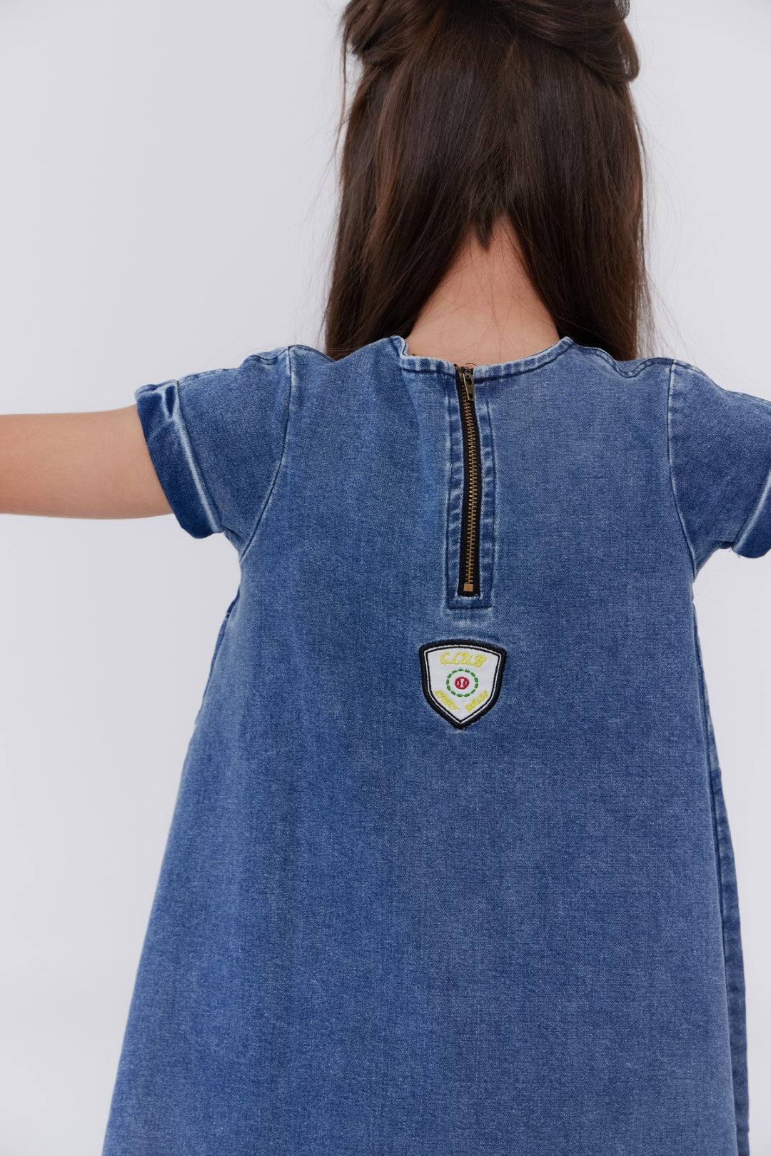 Kids' Crew Stitch Patch Dress in Blue - Cute & Comfortable Outfit for Playdates, Parties & Everyday Wear