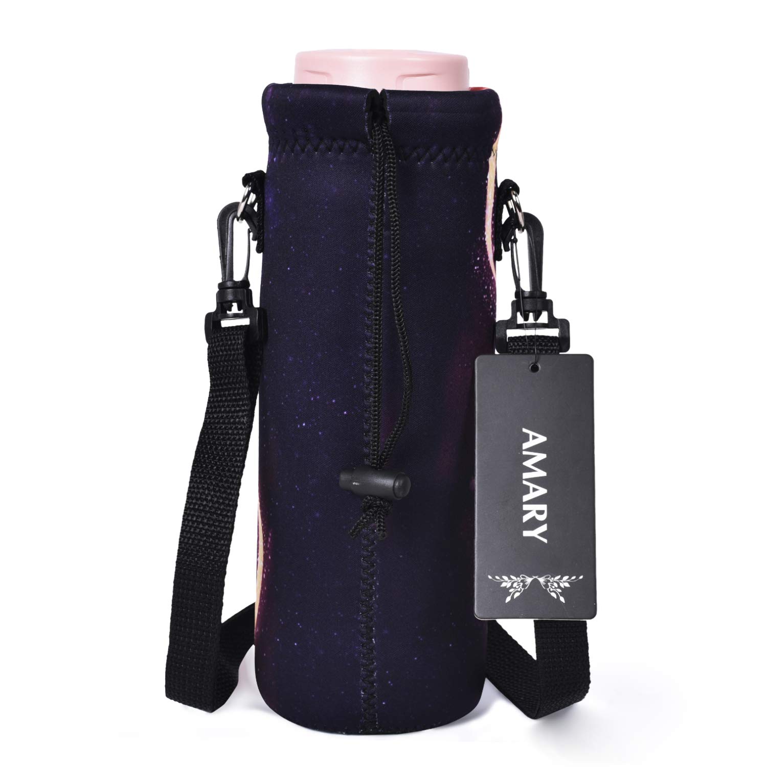 AMARY 1000ML Neoprene Water Bottle Holder with Adjustable Strap - Insulated Carrier for 34oz Stainless Steel, Glass & Plastic Bottles - Perfect for Gym, Hiking, Travel & Outdoor Activities (Dreamcatcher Design)