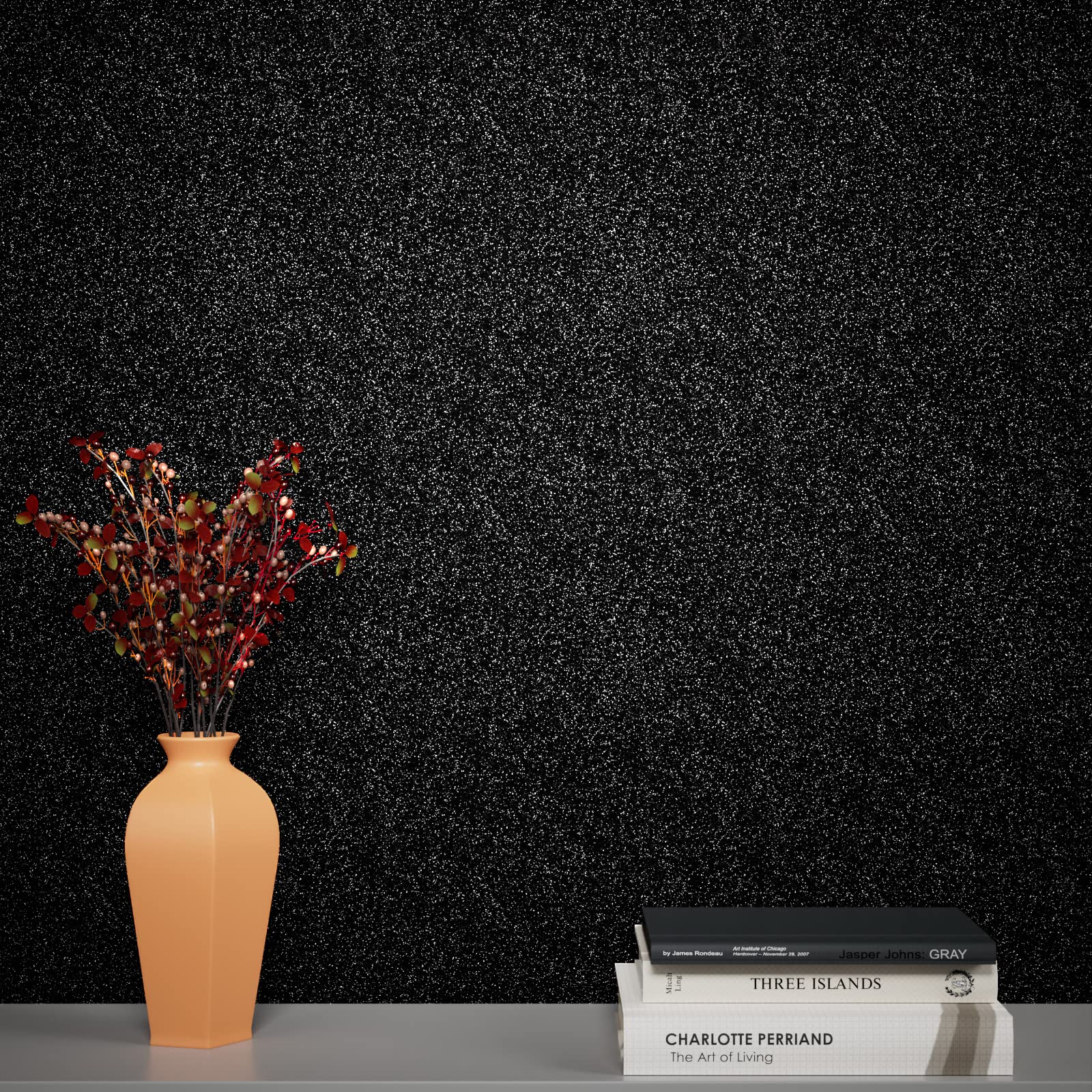 Stickyart 40CMx7M Black Peel and Stick Glitter Wallpaper - Self Adhesive Removable Sparkle Contact Paper for Cabinets, Dresser Drawers & DIY Crafts - Perfect for Home Decor, Bedroom Accent Walls & Party Backdrops