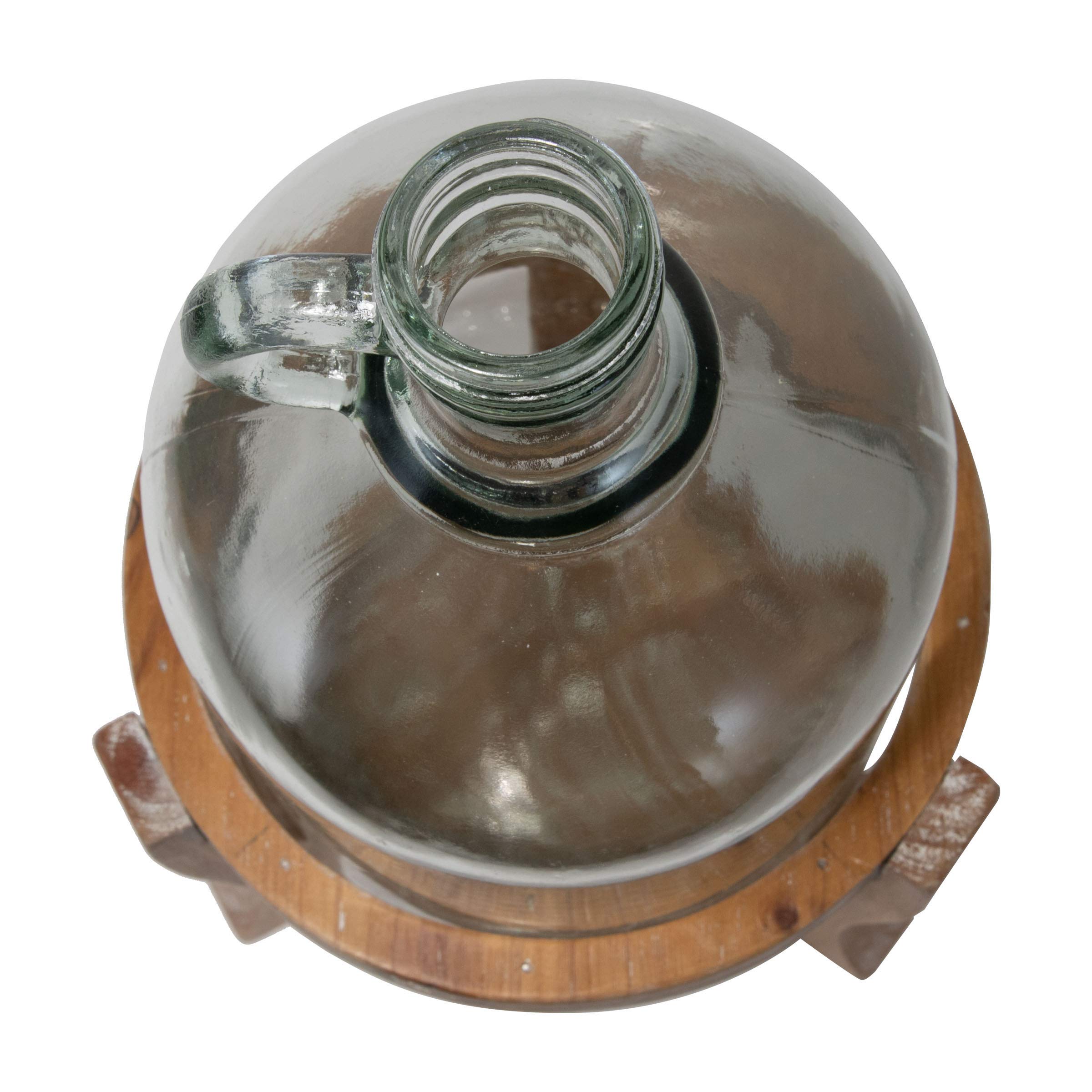 Premium Glass Growler Vase with Natural Wood Stand - Home Garden Decor, Flower Arrangement Centerpiece for Dining Table, Wedding, Party Decorations