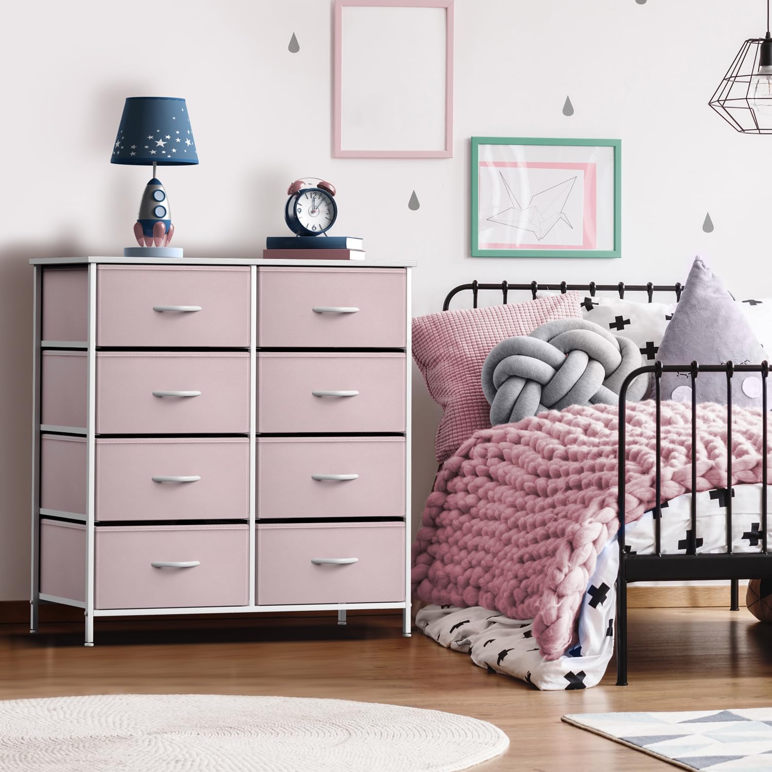 Sorbus 8-Drawer Kids Dresser Organizer - Pink Storage Chest for Clothes, Toys & Nursery Essentials - Perfect for Bedroom, Kids Room & Closet Organization (31.5
