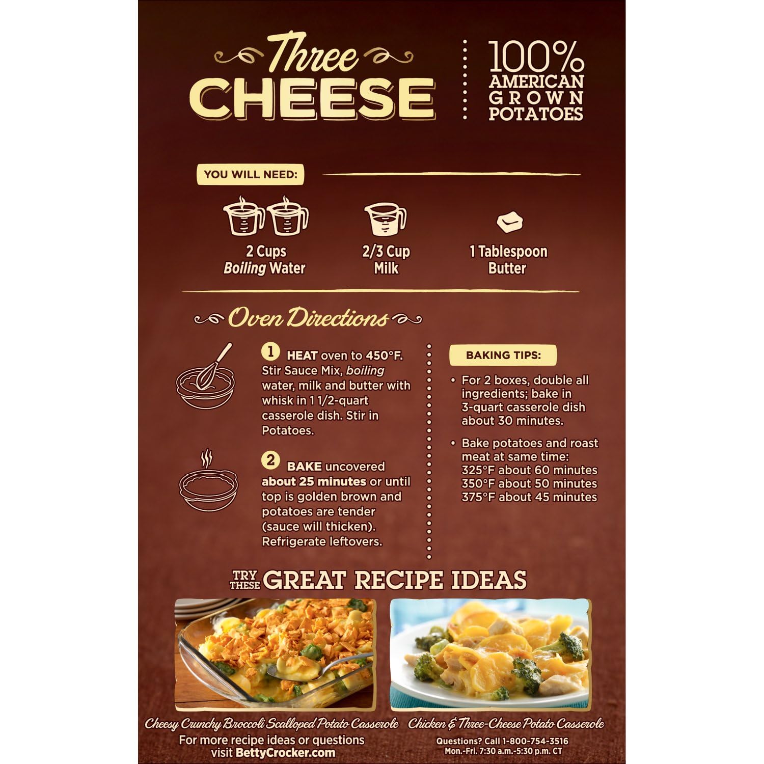 Betty Crocker Three Cheese Potatoes - Real Cheese, 5 oz (Pack of 12) | Easy Side Dish for Family Dinners, Potlucks & Holiday Meals