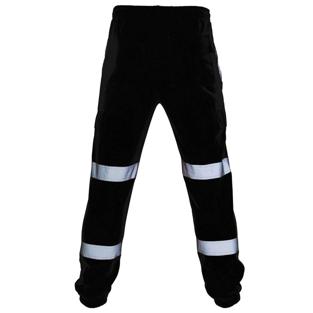 FarJing Men's Casual Cotton Work Overalls with Pockets - High Visibility Road Work Pants for Construction, Gardening & Outdoor Activities
