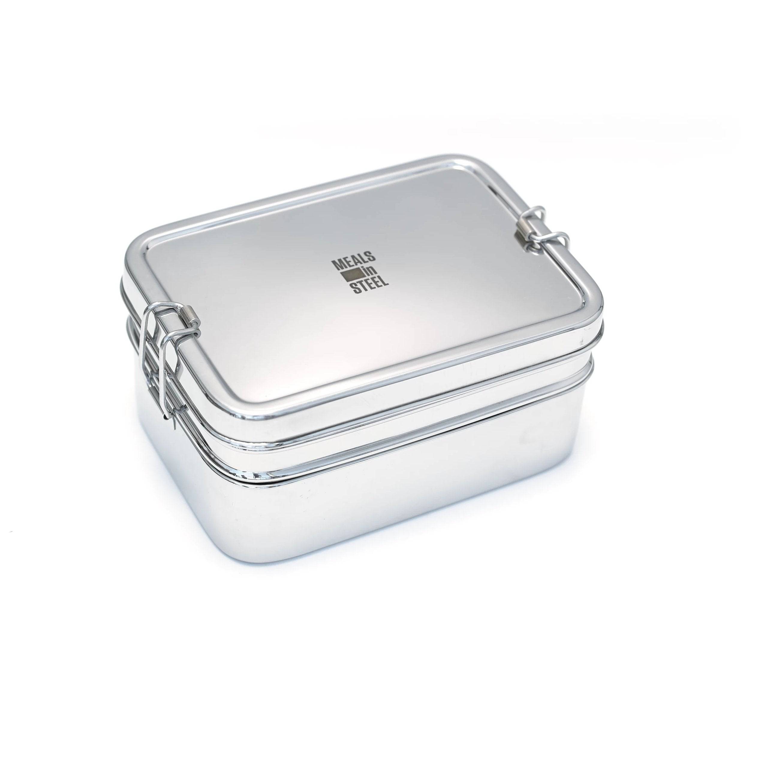 Stainless Steel Double Layer Rectangular Lunch Box - Durable & Leak-Proof for Office, School, Picnics & Meal Prep
