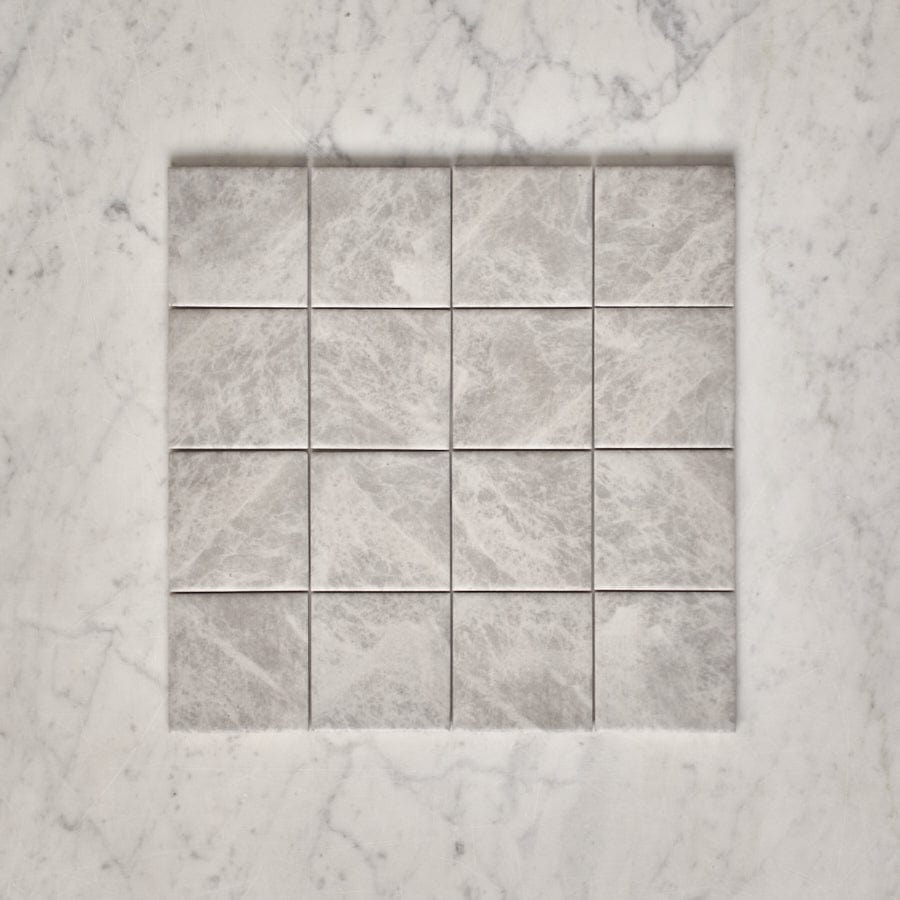 Premium Dunmore Grey Stone Look Square Tile - Natural Stone Effect Porcelain Tile for Kitchen Backsplash, Bathroom Floor, and Shower Walls