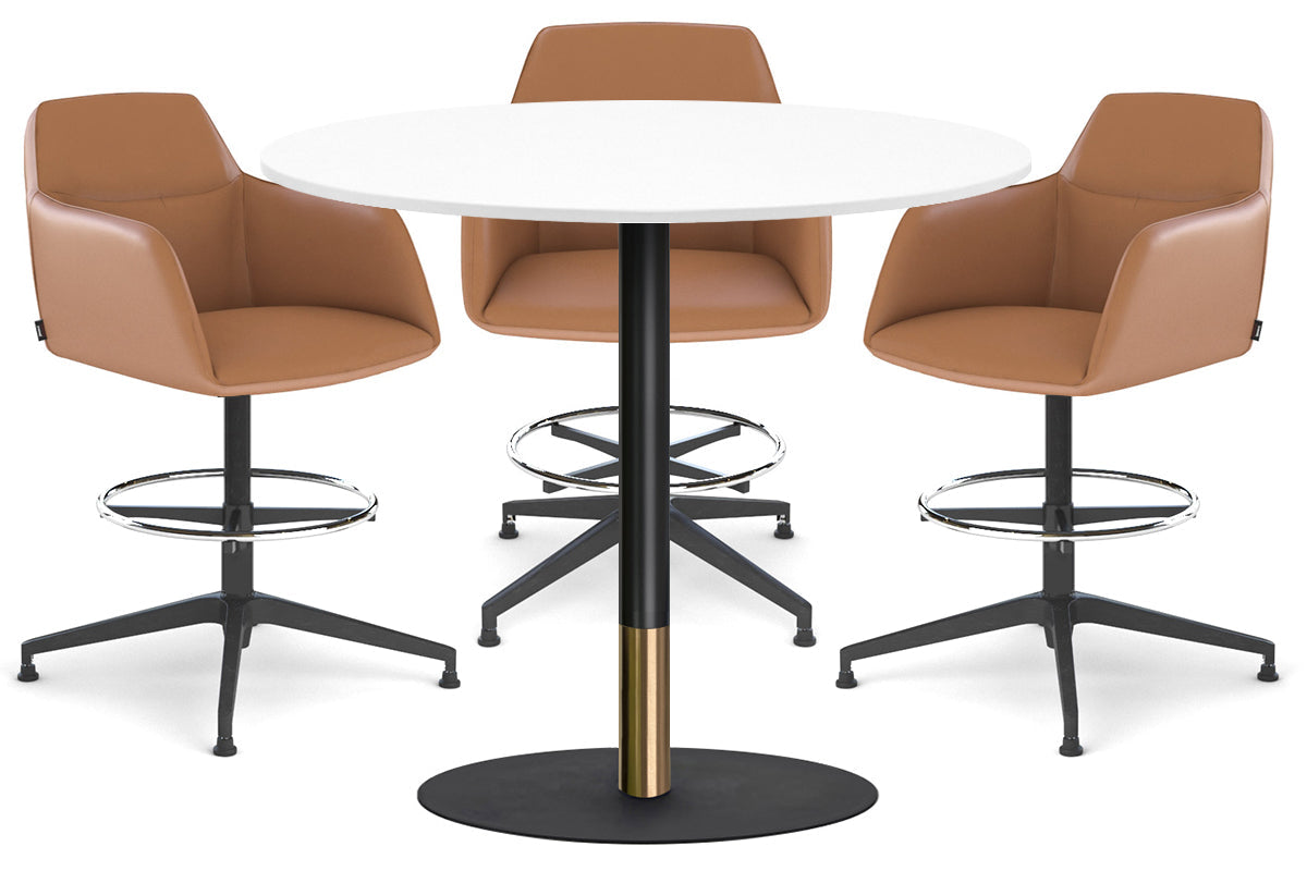 Rivoli Tall Bar Table with Round Base - Black/Rose Gold Finish & Black Disc Top [1000mm] - Perfect for Kitchen Islands, Breakfast Nooks & Home Bars