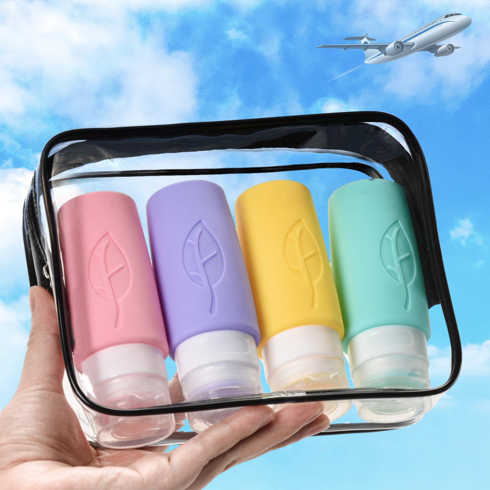 3oz Travel Bottles for Toiletries - TSA Approved Leak-Proof Silicone Squeeze Containers | Gym, Business & Personal Essentials | BPA-Free | Perfect for Air Travel, Camping & Daily Use