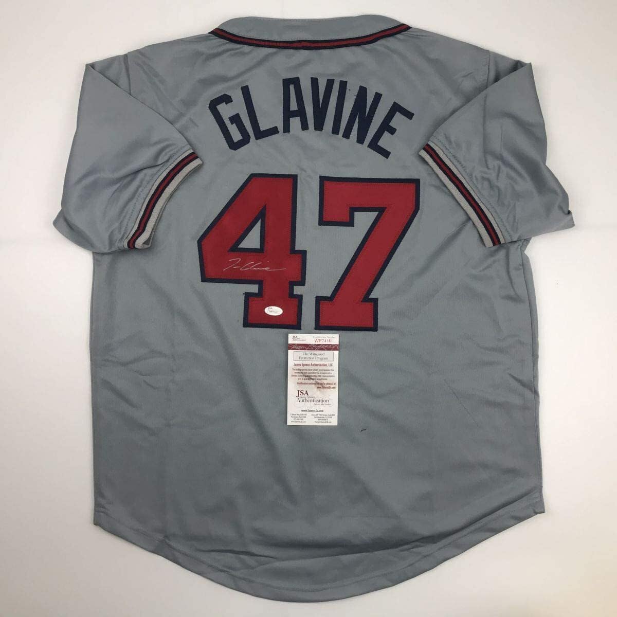 Authentic Autographed Tom Glavine Atlanta Braves Grey Baseball Jersey with JSA COA - Perfect for Collectors, Sports Memorabilia Displays & Braves Fan Gifts