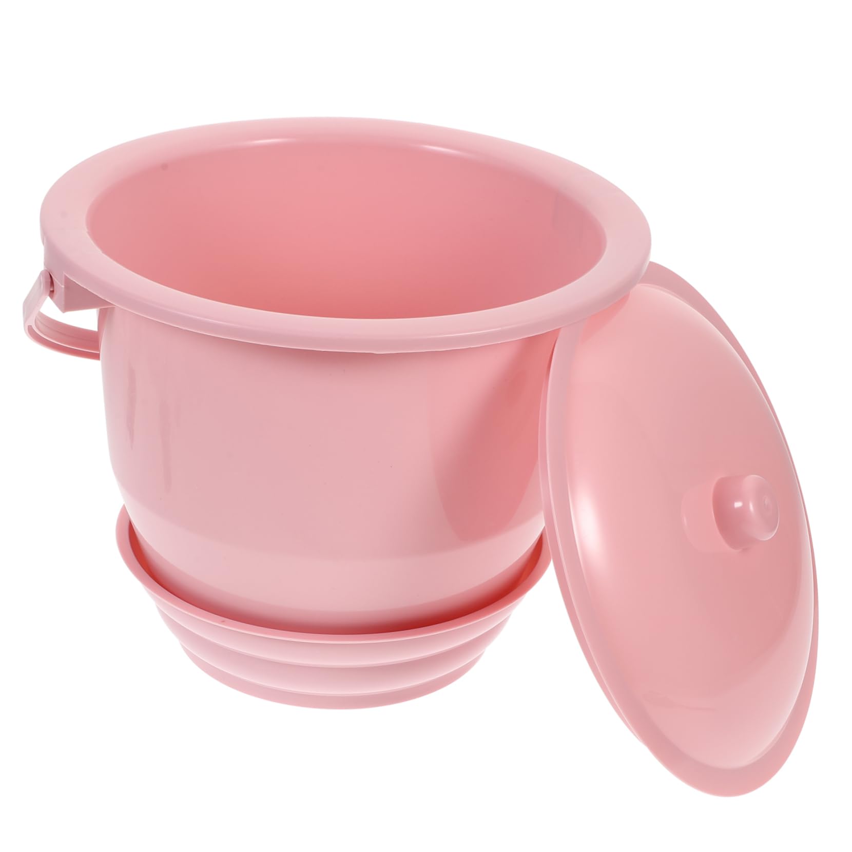 Portable Plastic Bedside Urinal with Lid & Handle - Pink Chamber Pot for Women & Men - Ideal for Travel, Camping, and Home Care Use