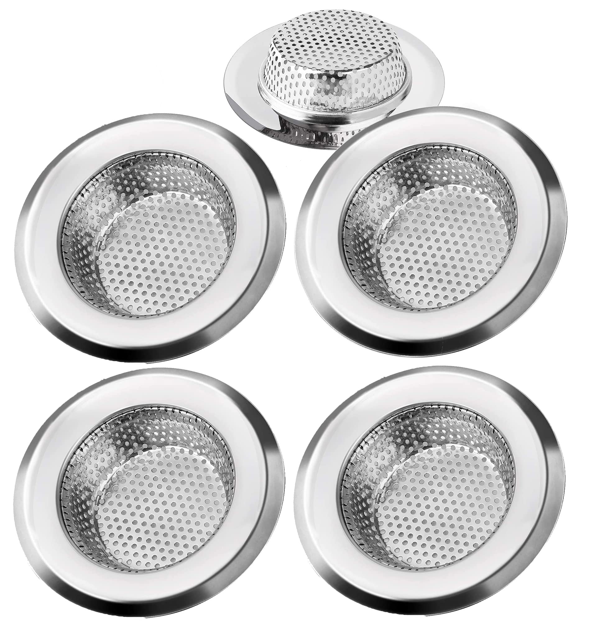 4 Pack Stainless Steel Kitchen Sink Drain Strainer - 4.5 Inch Food Catcher Basket with Fine Mesh for Kitchen, Bathroom & Lavatory Sinks - Prevents Clogs & Catches Hair - Perfect for Home, Restaurant & Commercial Use