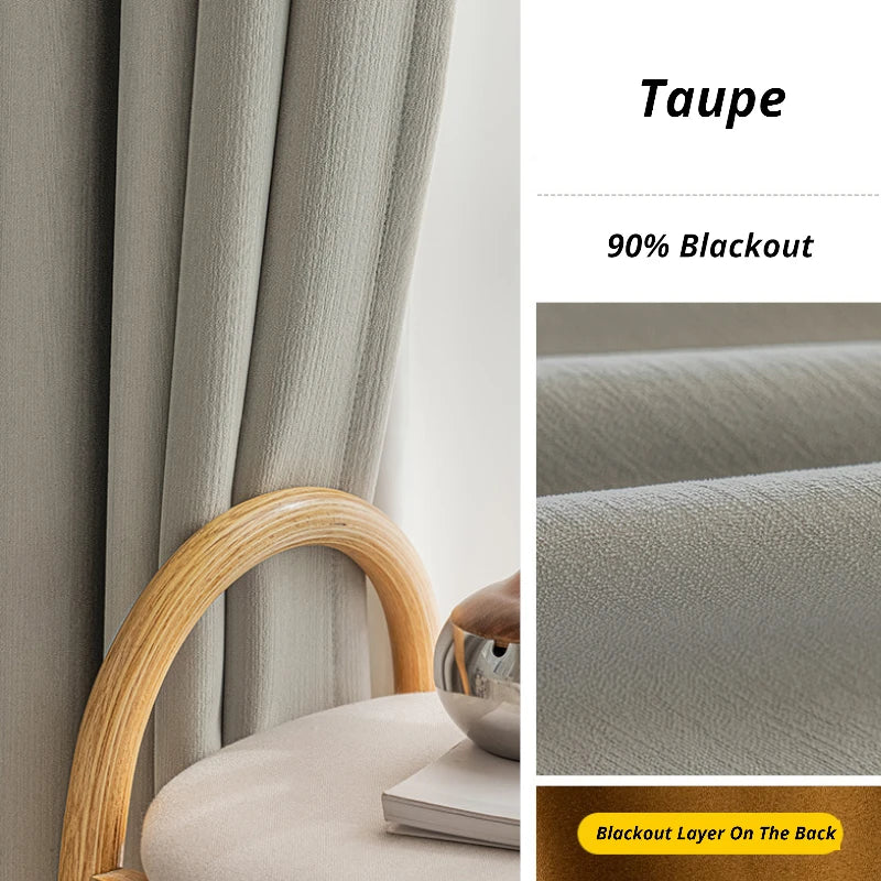 Juliet Chenille Minimalist Jacquard Blackout Custom Curtains for Living Room & Bedroom - Thermal Insulated Light Blocking Drapes for Home Decor