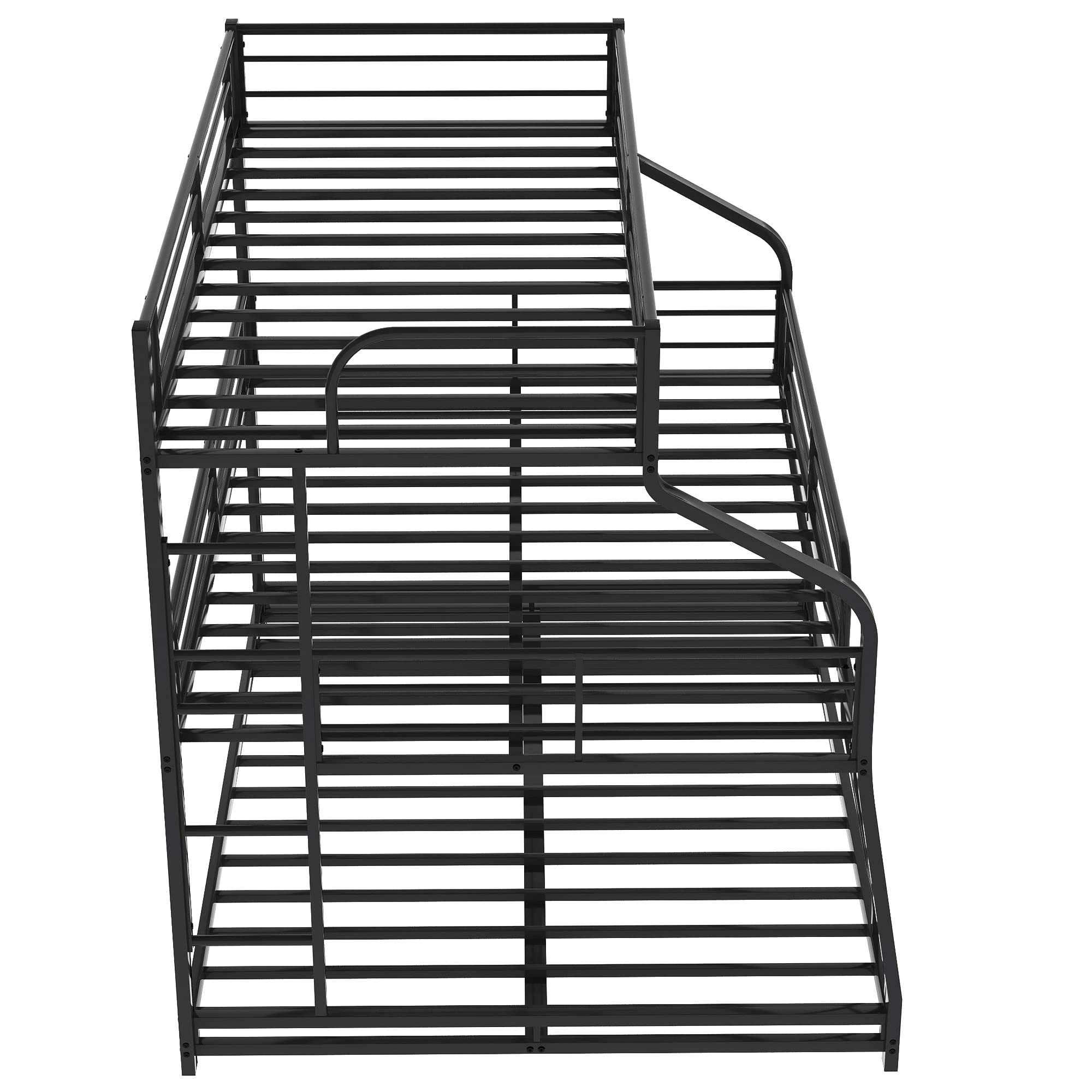 Triple Metal Bunk Bed - Twin XL Over Full XL Over Queen Size with Ladders | Sturdy Family & Teen Bunk Bed | No Box Spring Required | Perfect for Small Rooms, Dorms & Shared Kids' Bedrooms