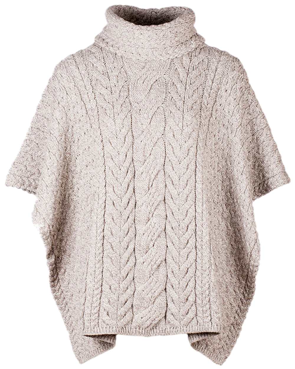 Aran Merino Wool Cowl Neck Poncho - Warm Winter Shawl Wrap for Women - Cozy Knitted Cape for Outdoor Activities, Travel & Casual Wear
