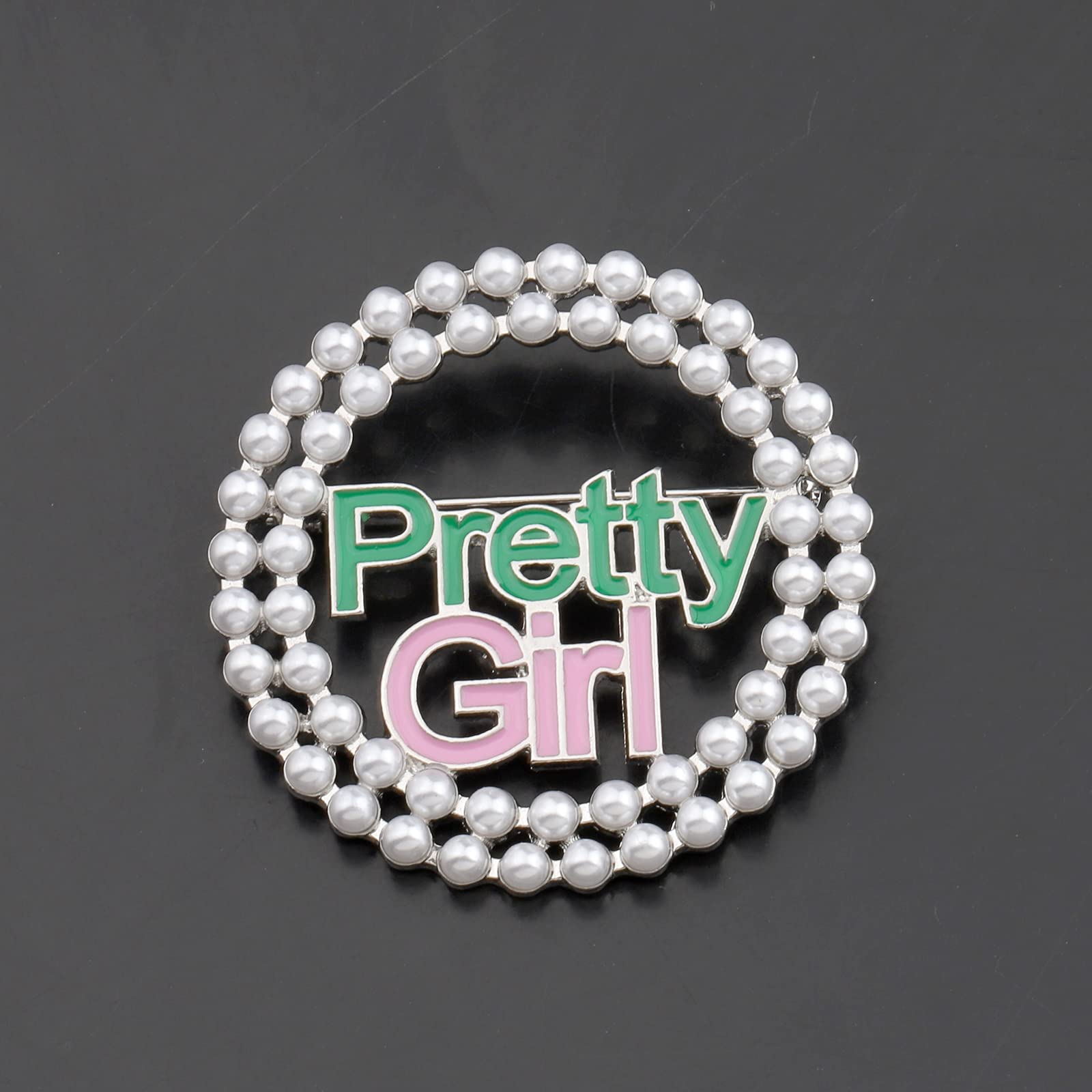 POTIY Pink & Green Sorority Graduation Gift - Elegant Pearl Brooch Pin for Women | Perfect for Sorority Sisters, Graduation Parties & Special Occasions