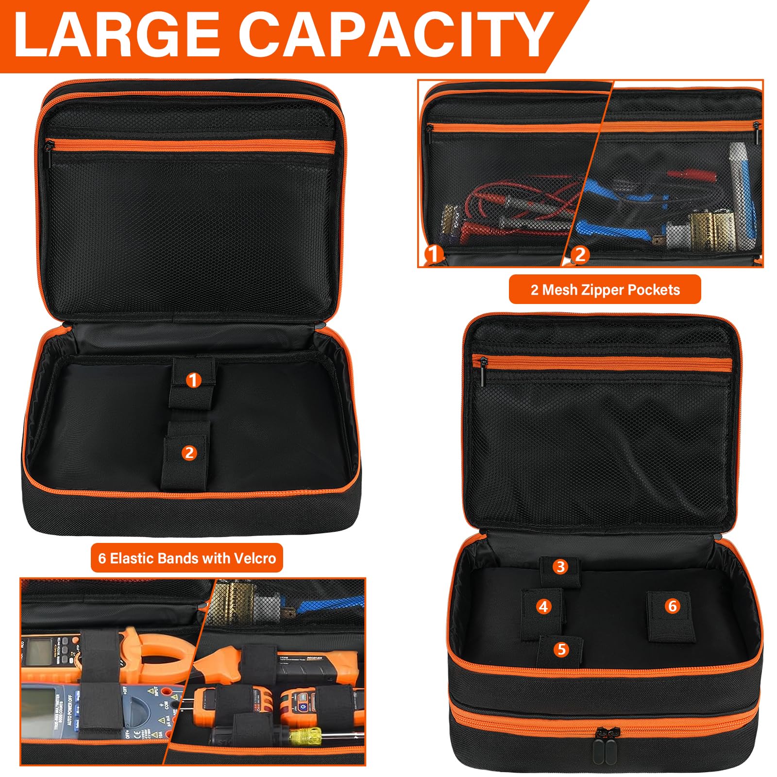 Klein Tools ET310 & RT250 Compatible Carrying Case - Durable Storage Organizer for AC Circuit Breaker Finder, GFCI Outlet Tester, Digital Multimeter & Clamp Meter - Perfect for Electricians & DIY Electrical Projects
