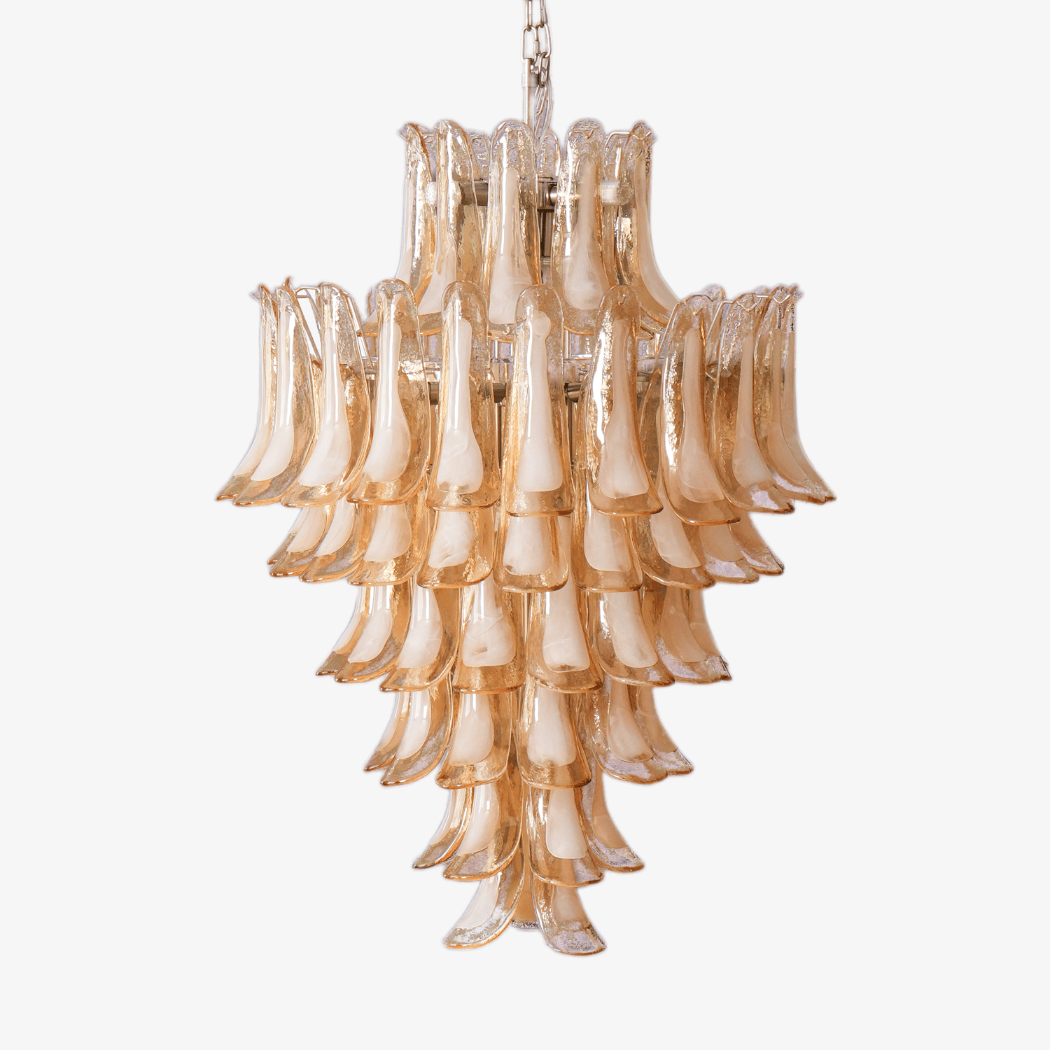 Elegant Amber Cloud Murano Glass Petal Chandelier - Handcrafted Italian Glass Ceiling Light Fixture for Dining Room, Living Room & Bedroom Decor