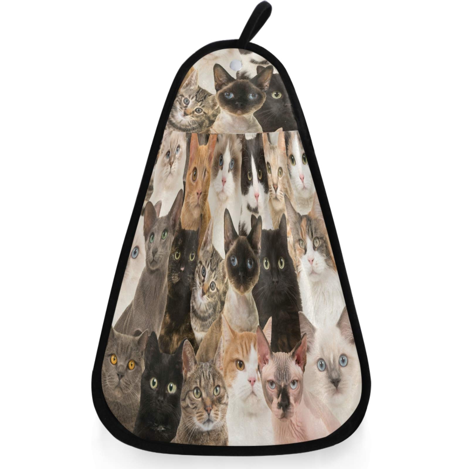 Visesunny Cat Print Hand Towel - Soft Absorbent Cotton Kitchen & Bath Towel with Hanging Loop for Dishes, Cleaning & Drying | Cute Animal Decor for Home, Gifts