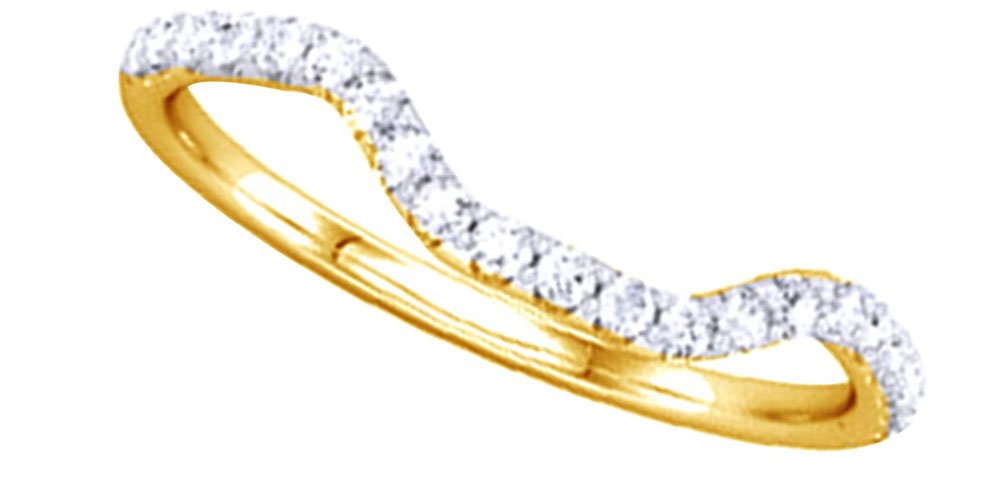 14K Solid Gold Round White Natural Diamond Curved Engagement Ring (0.16 Cttw) - Perfect for Wedding Proposals, Anniversary Gifts & Romantic Occasions